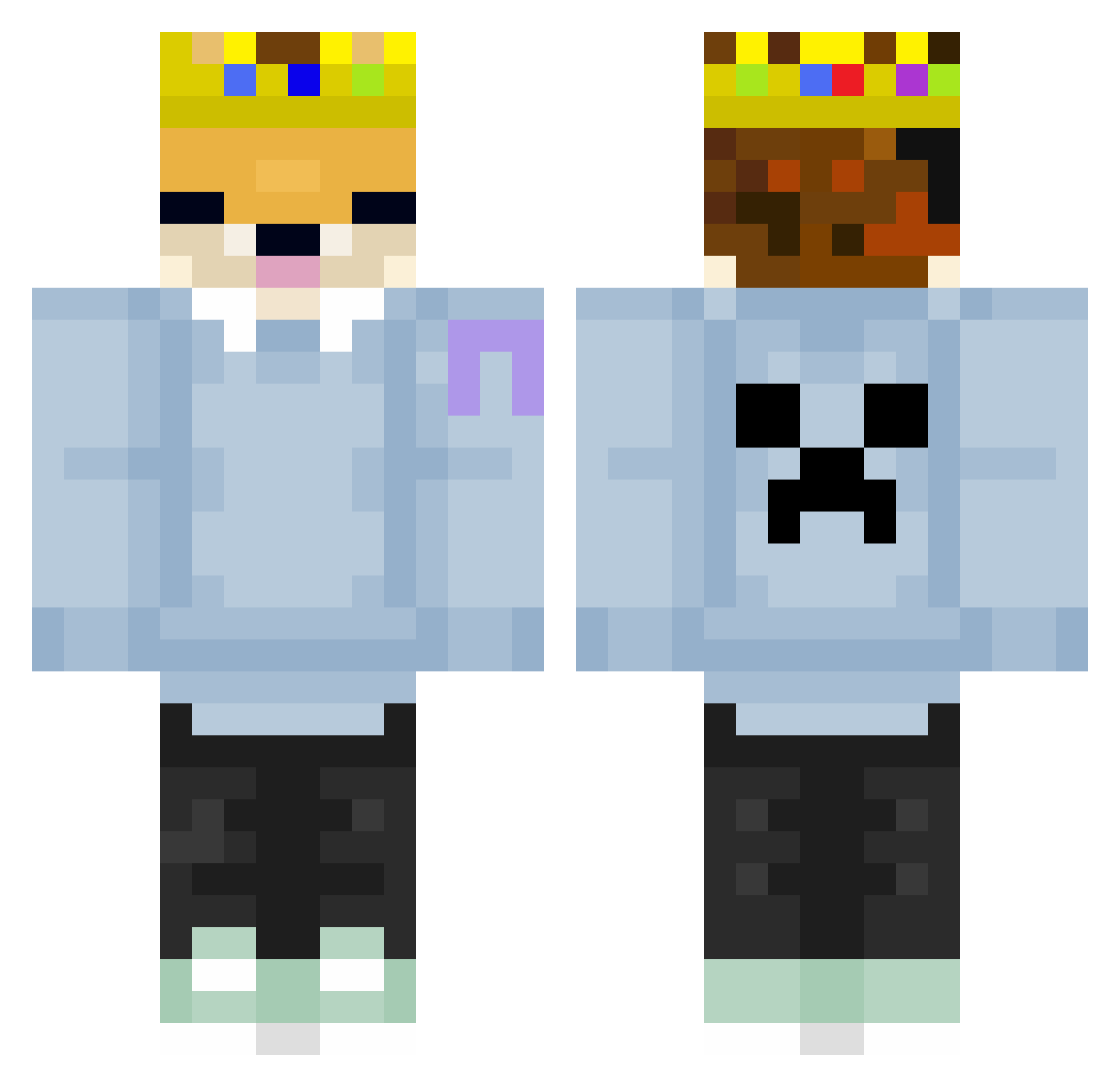 Jeffthedawg Minecraft skin, front and back view