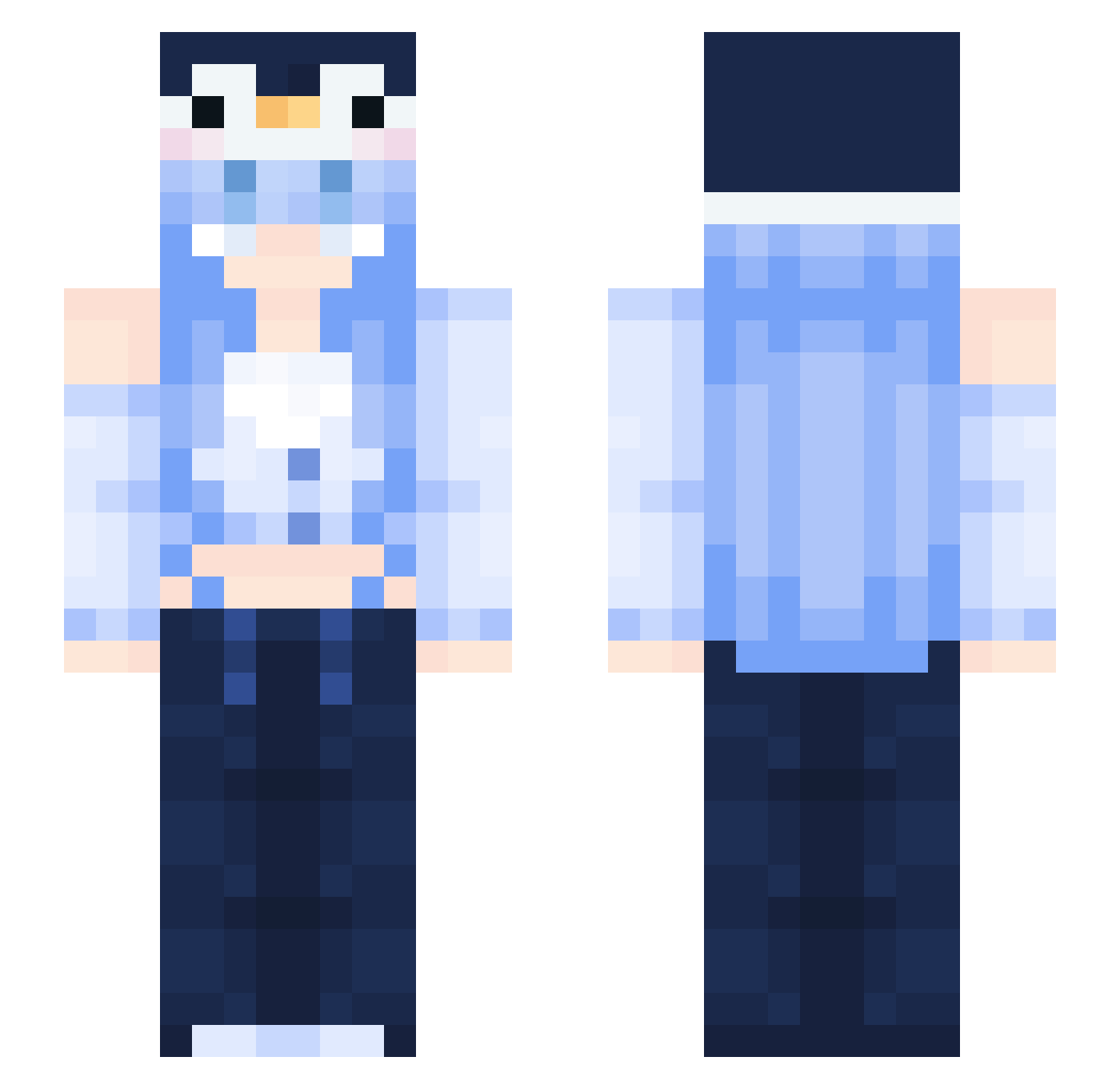 Seftyz Minecraft skin, front and back view