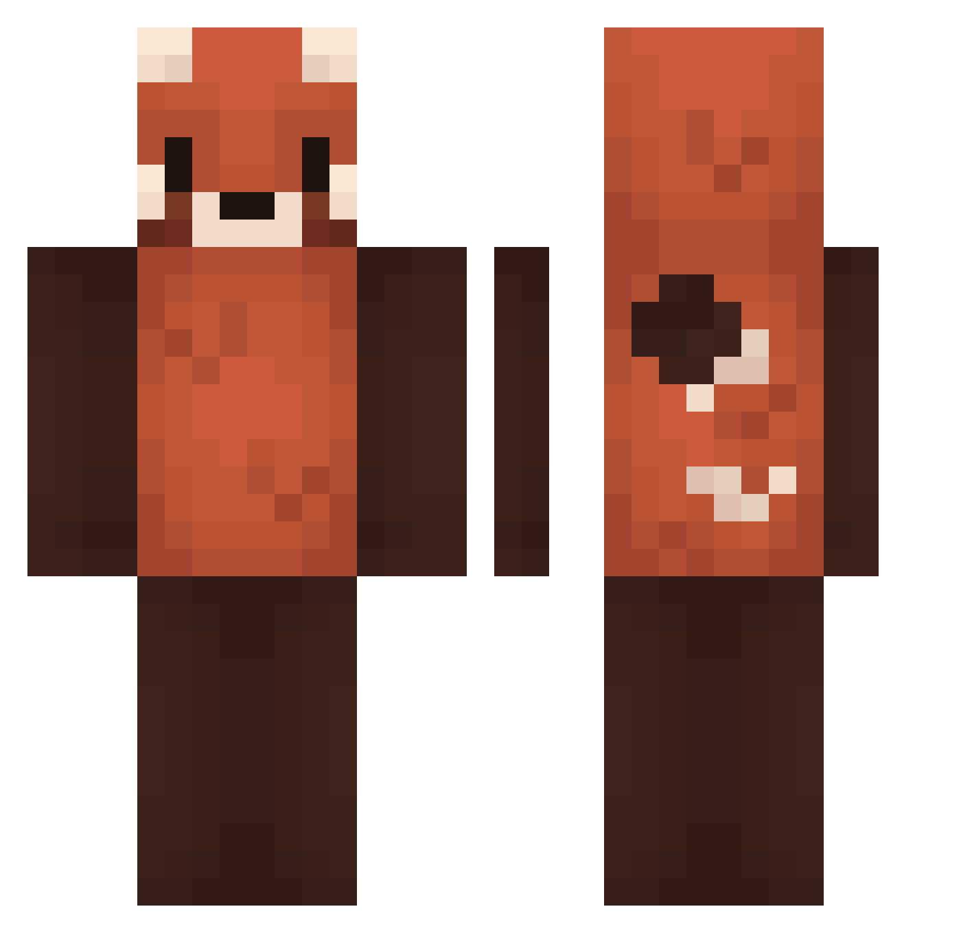 RocketHare Minecraft skin, front and back view