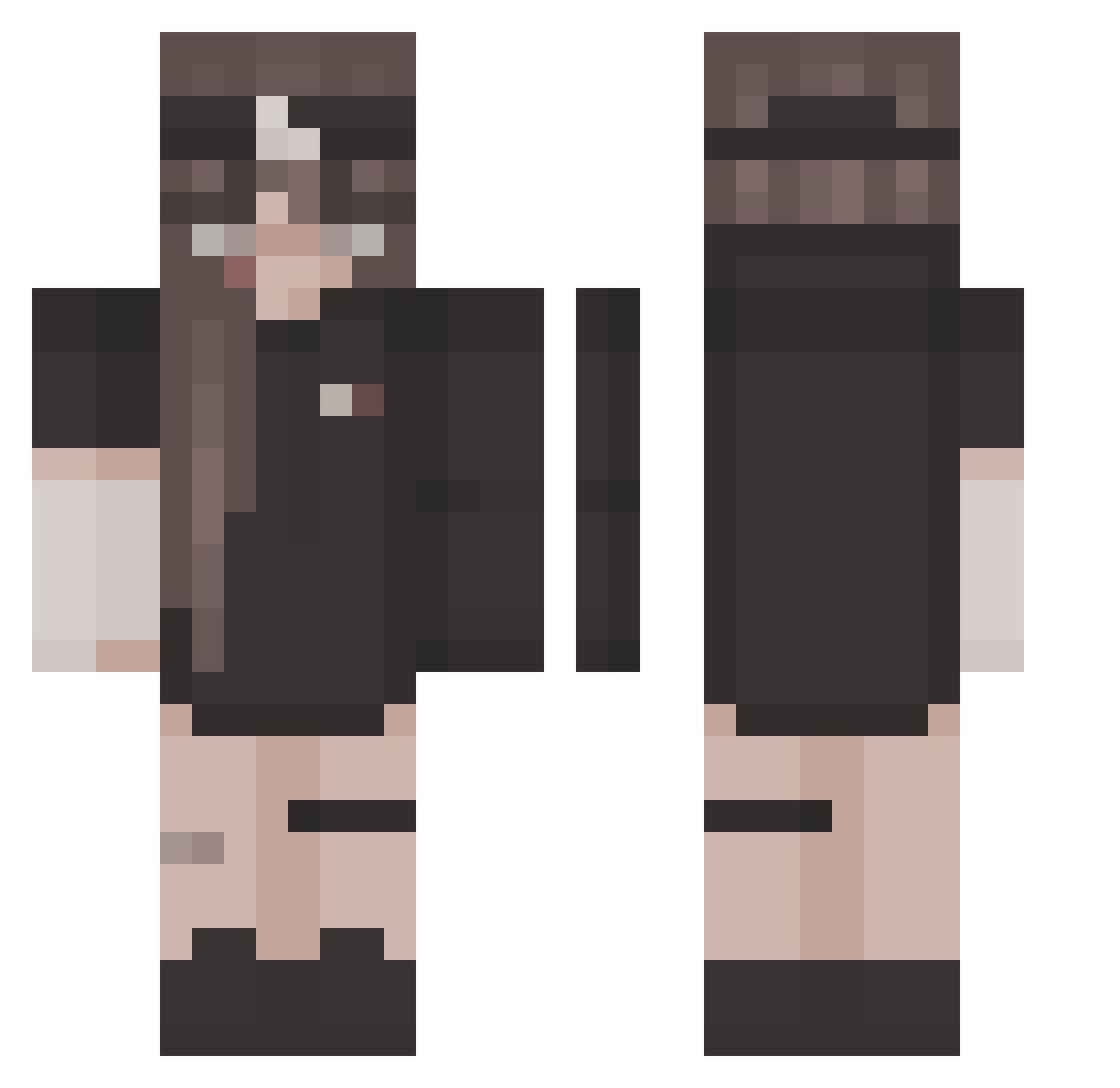 olaQ Minecraft skin, front and back view