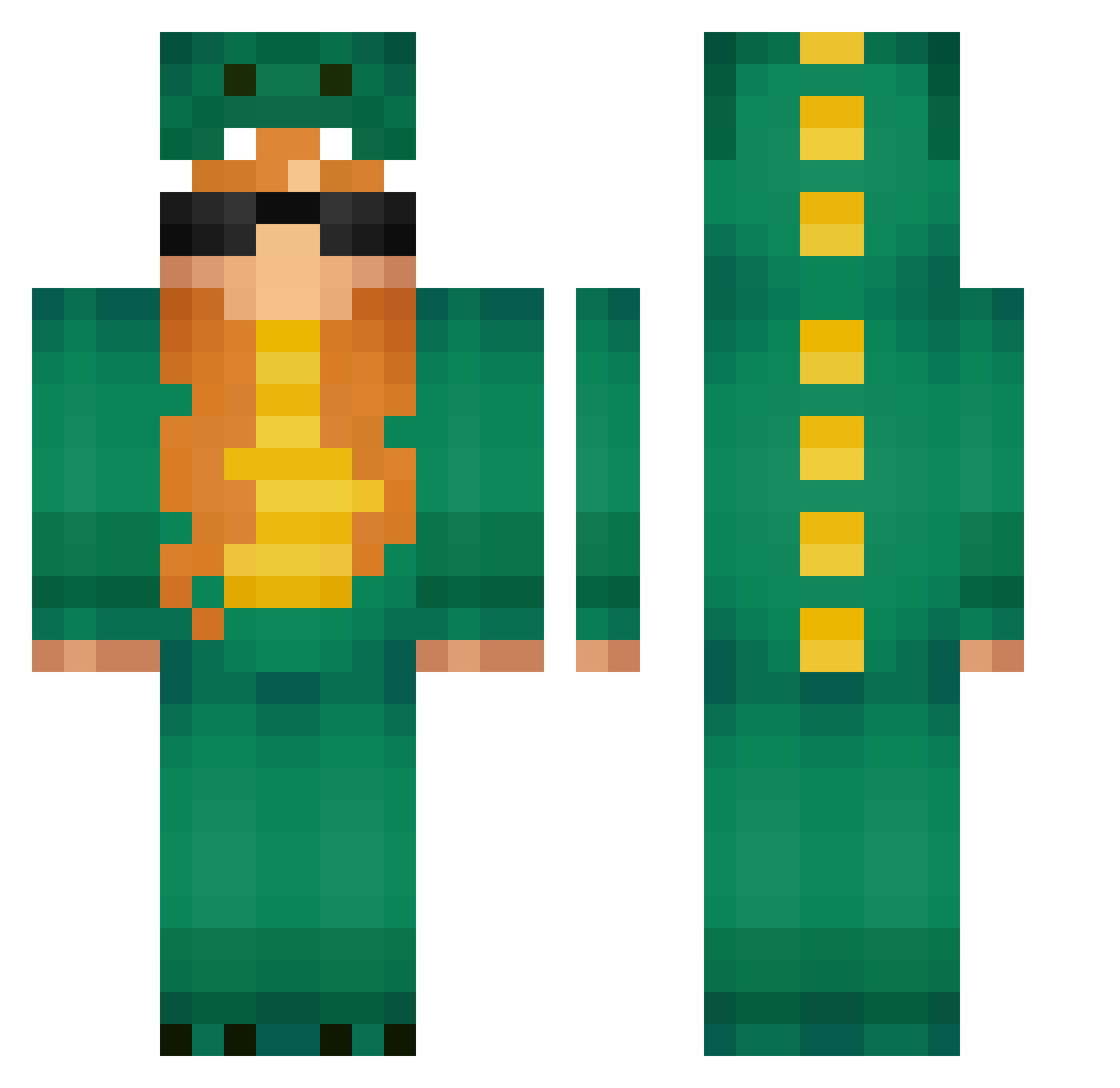 Blqht Minecraft skin, front and back view