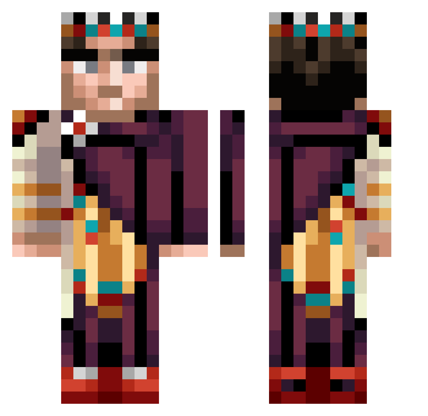 UnnamedYT Minecraft skin, front and back view