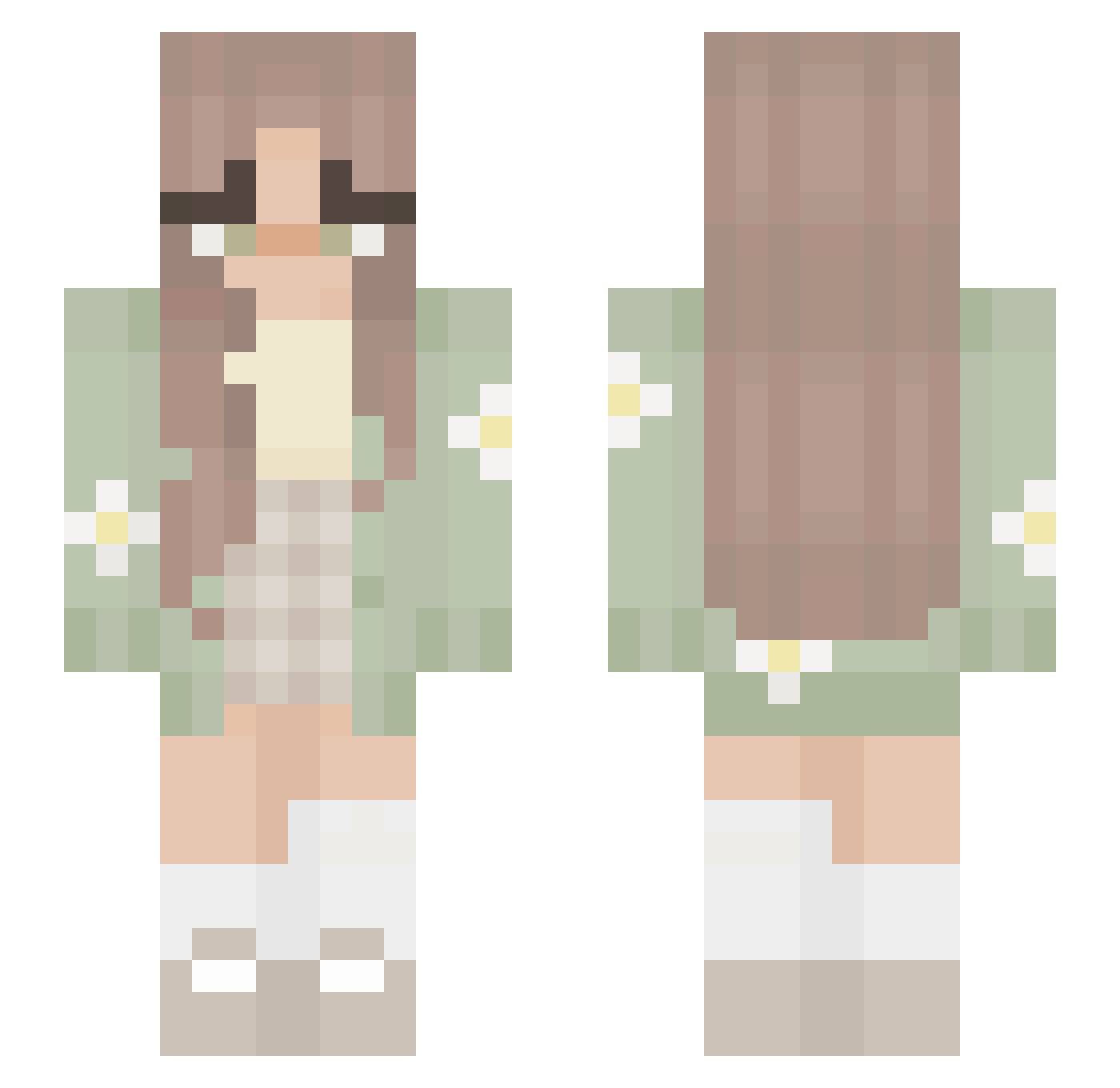 Melanie_Mel Minecraft skin, front and back view