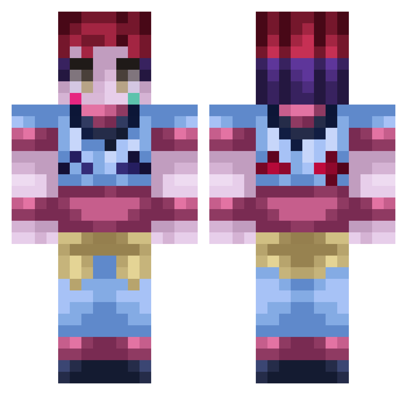 InFeRn4L Minecraft skin, front and back view