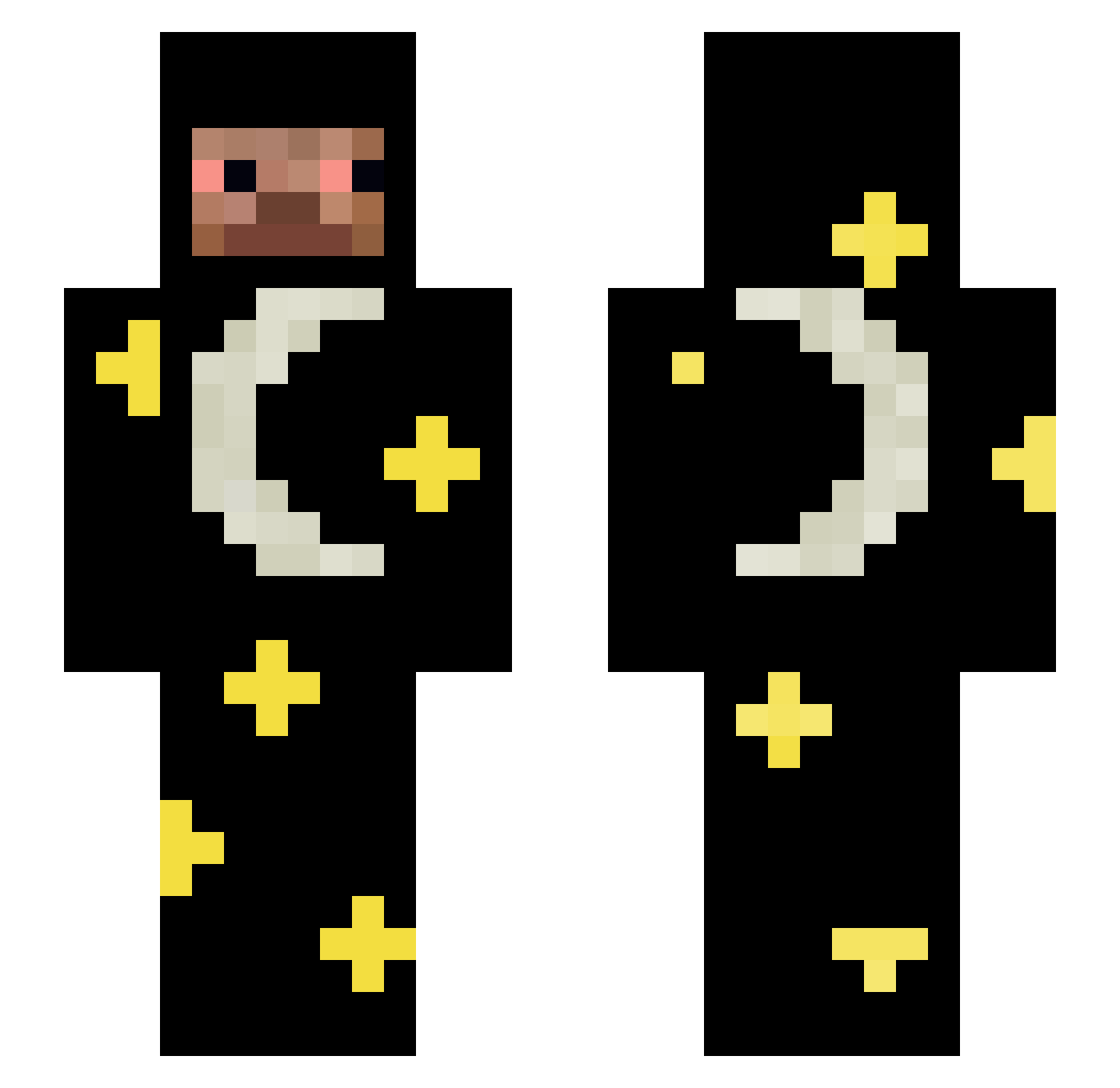 Aldermunt Minecraft skin, front and back view
