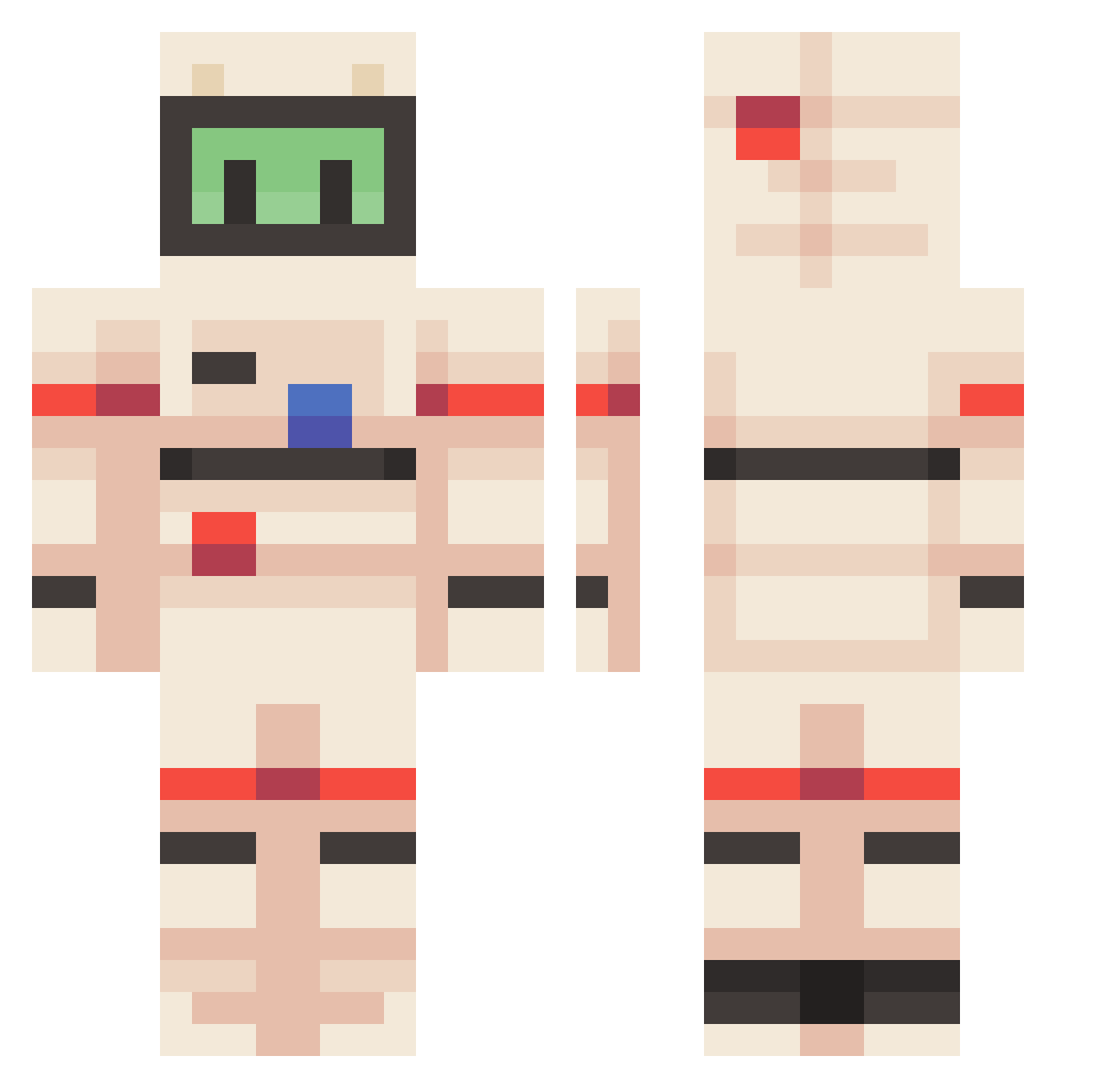 TargetNoob Minecraft skin, front and back view