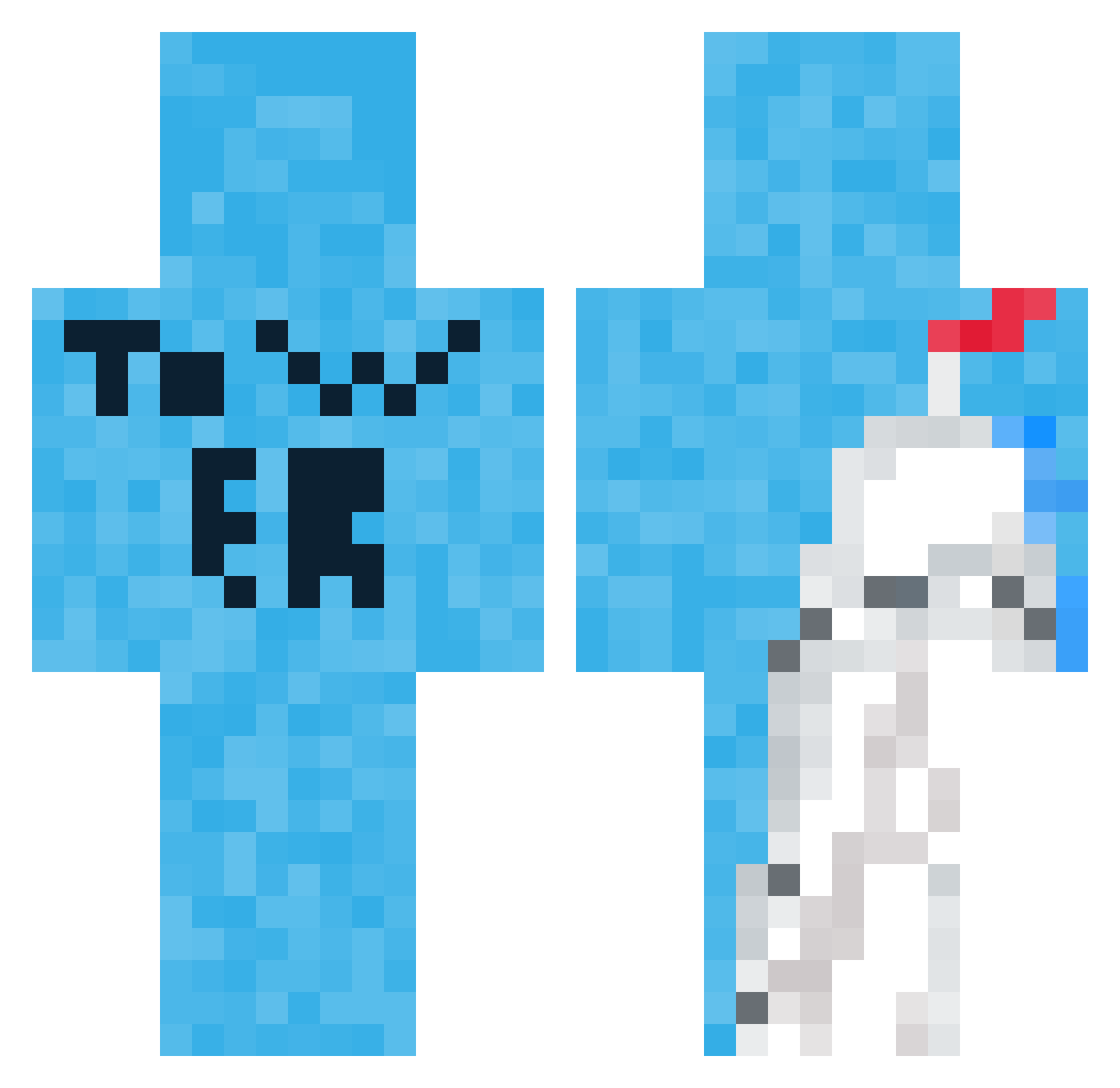 tankface Minecraft skin, front and back view