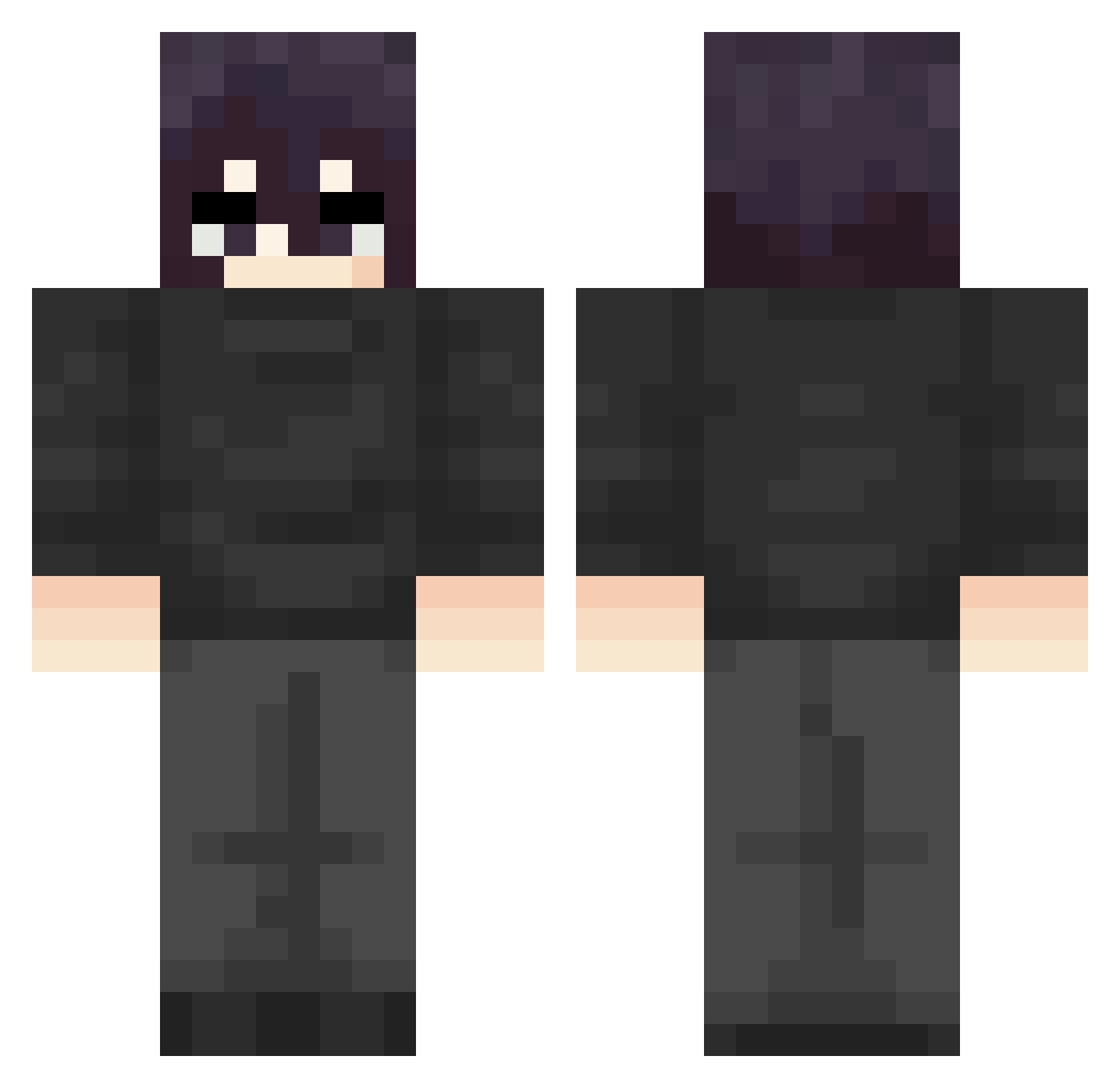 Zashirou Minecraft skin, front and back view