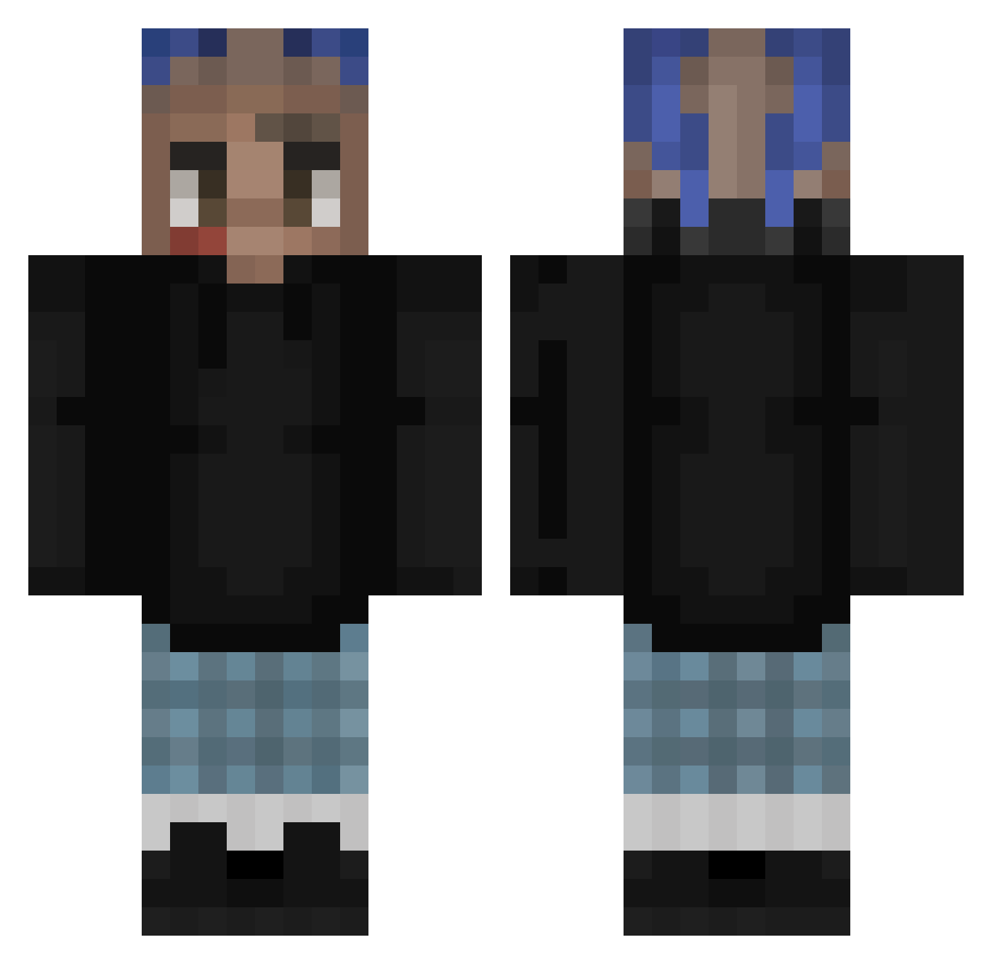 StoneyTone Minecraft skin, front and back view