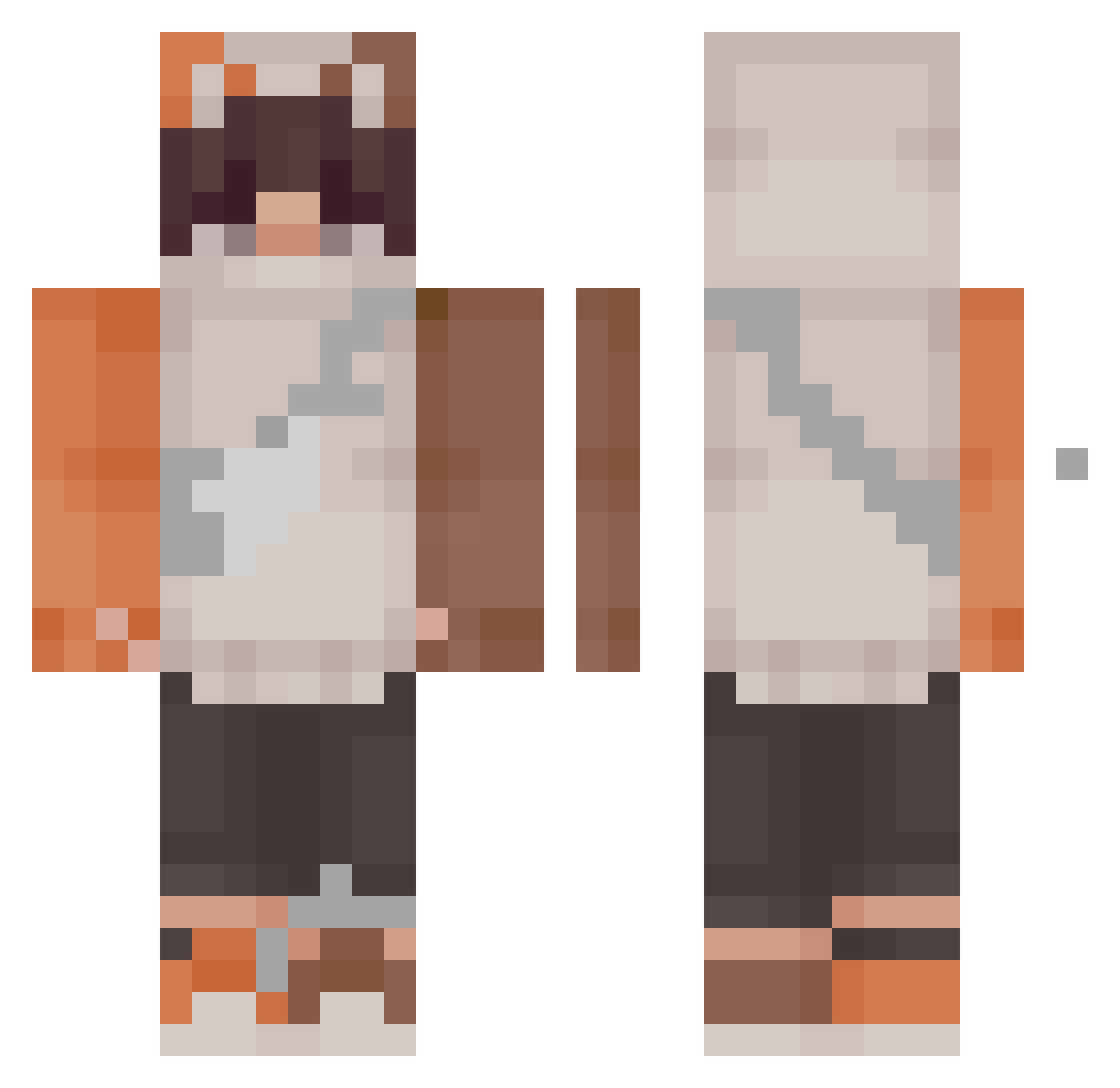 Avukius Minecraft skin, front and back view