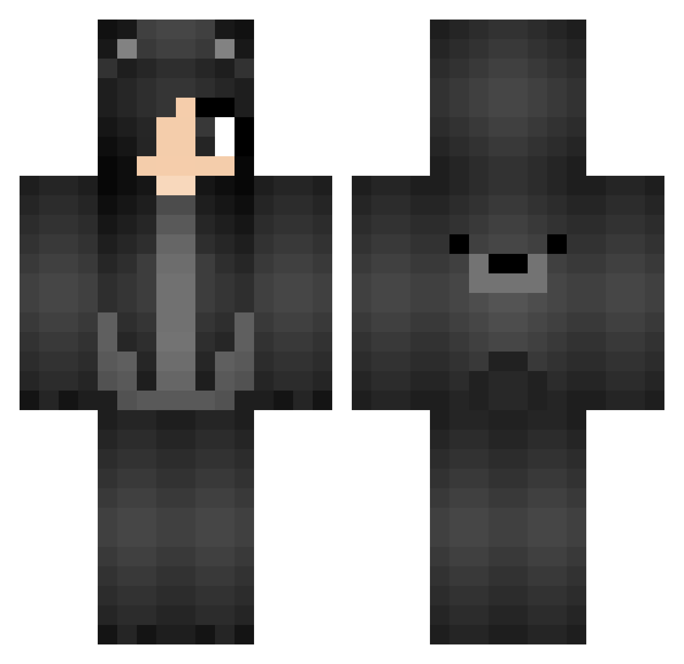 Refected Minecraft skin, front and back view