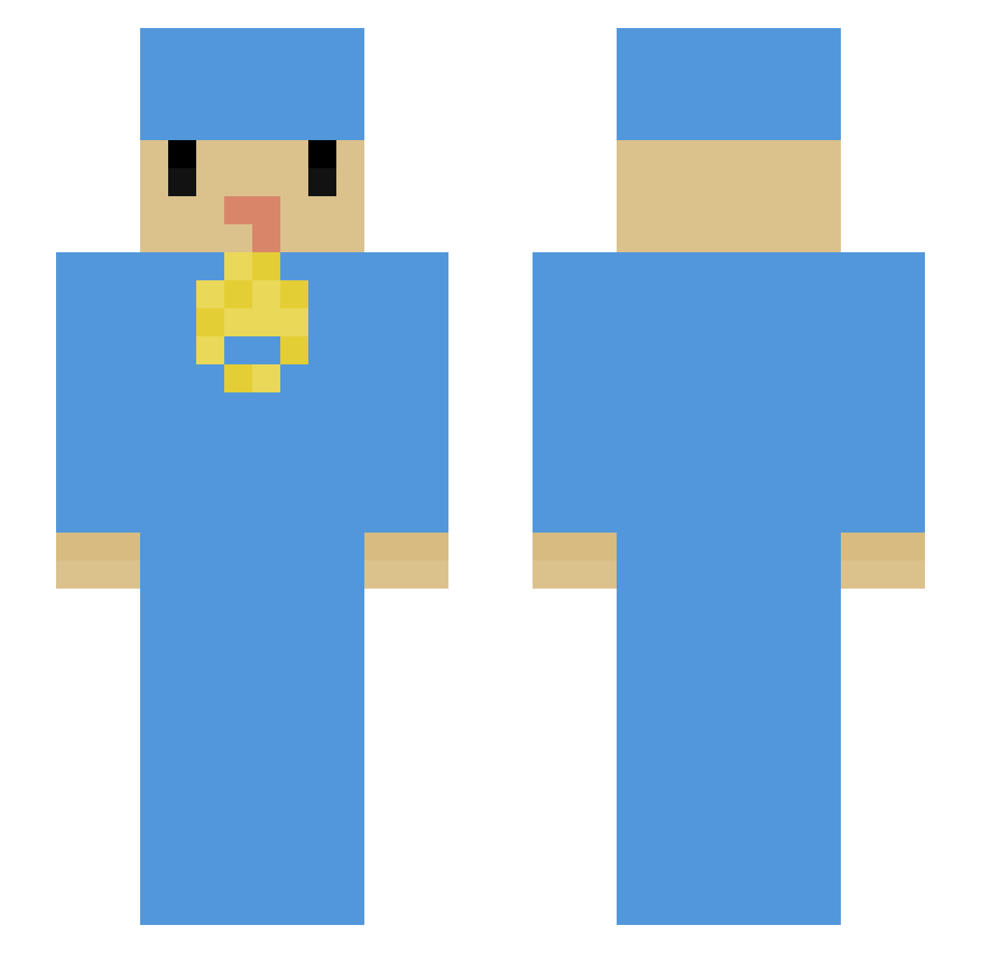 SauceXD Minecraft skin, front and back view