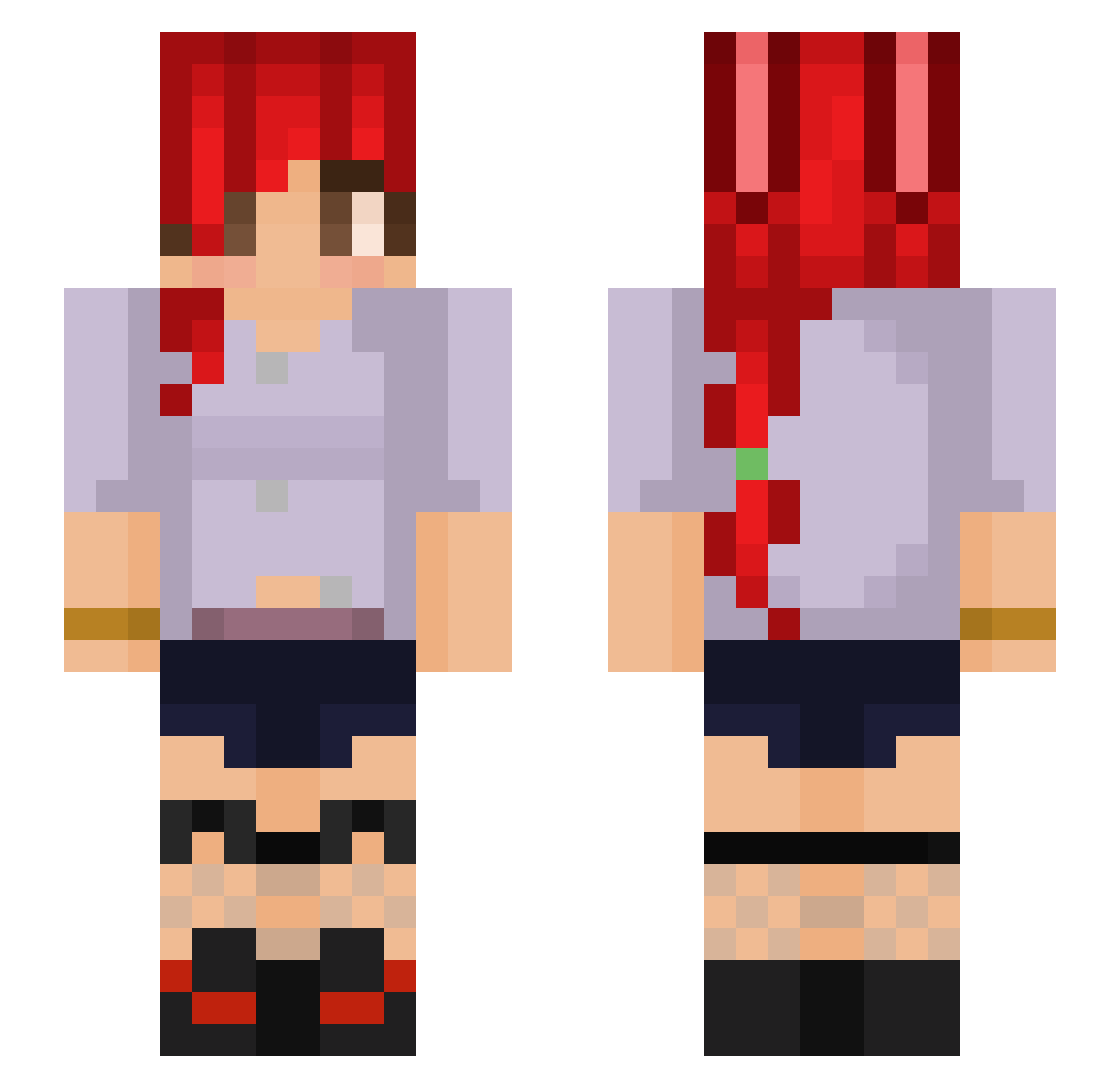 TotalWeeb Minecraft skin, front and back view