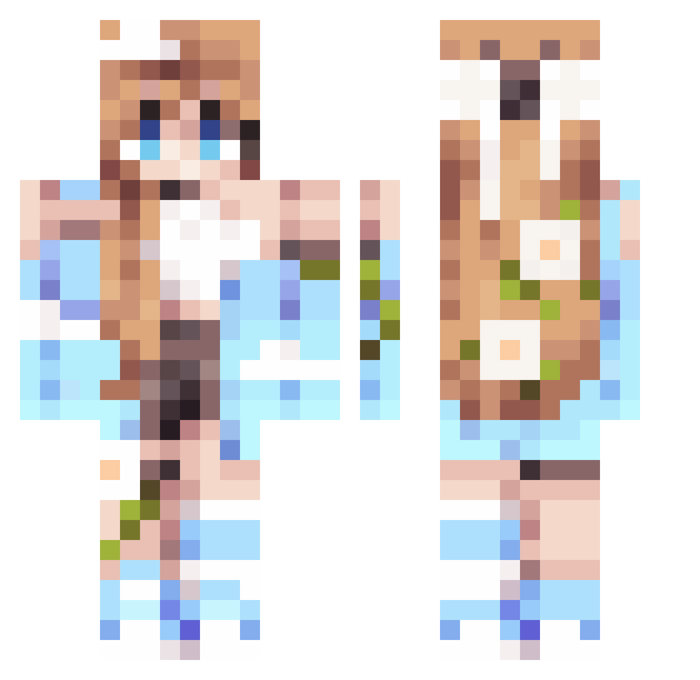 Kitsune890 Minecraft skin, front and back view