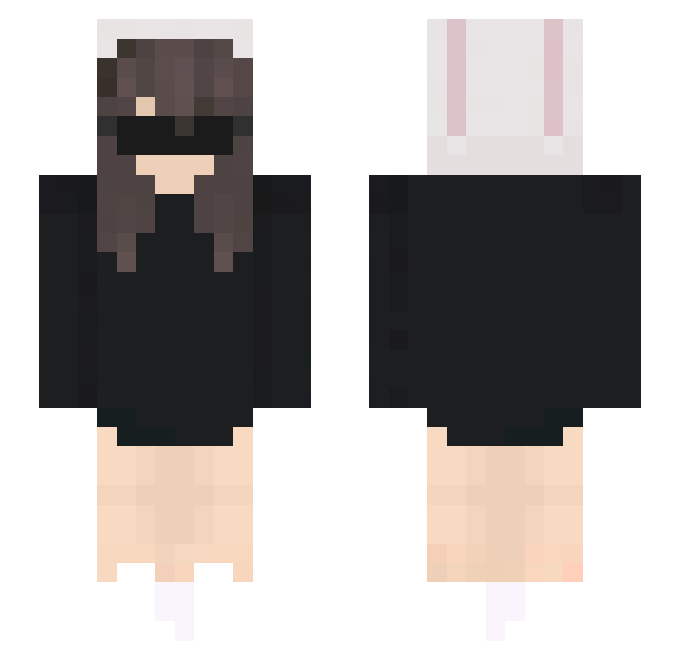 PlsDontStealname Minecraft skin, front and back view