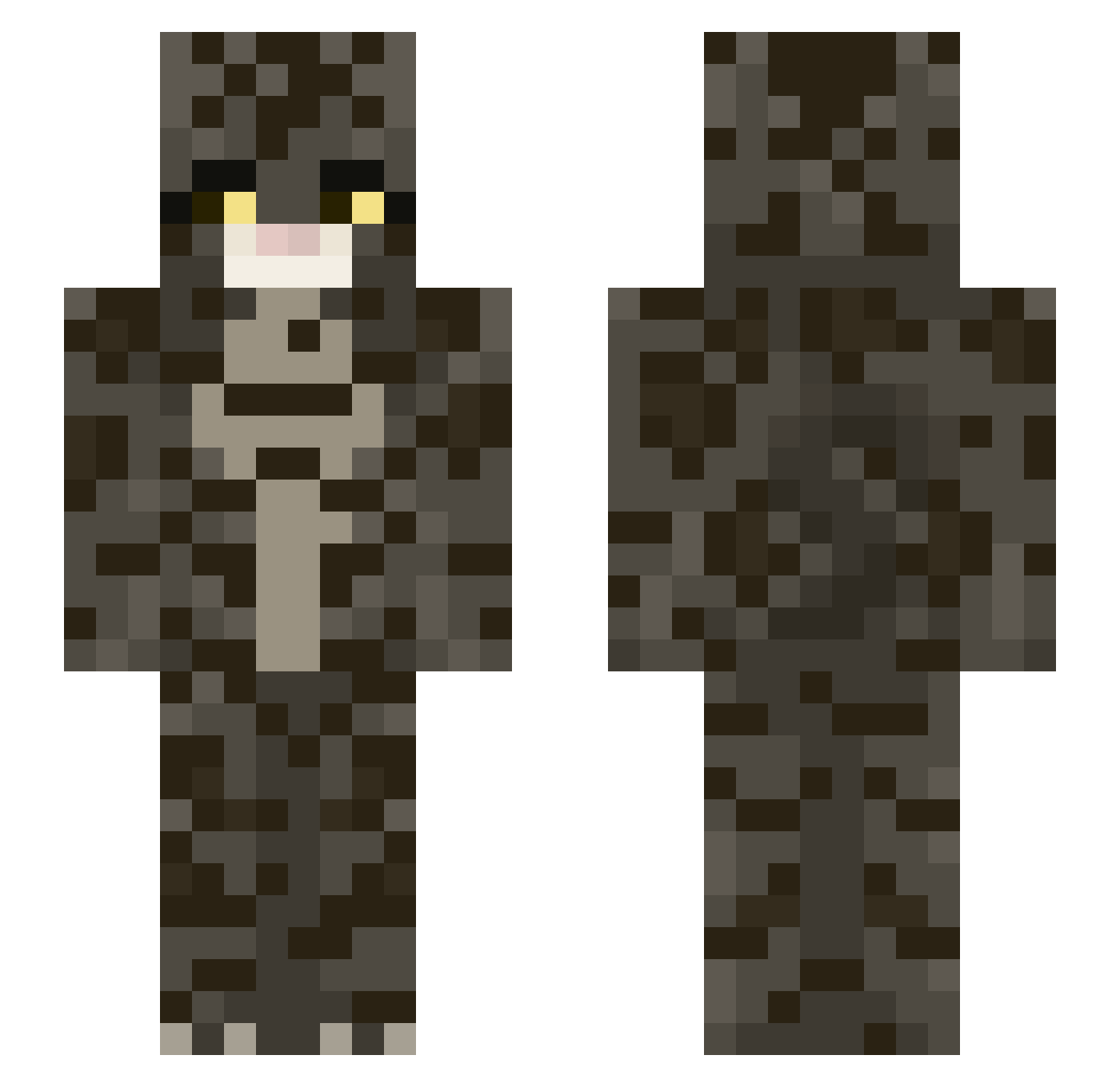Caligation Minecraft skin, front and back view