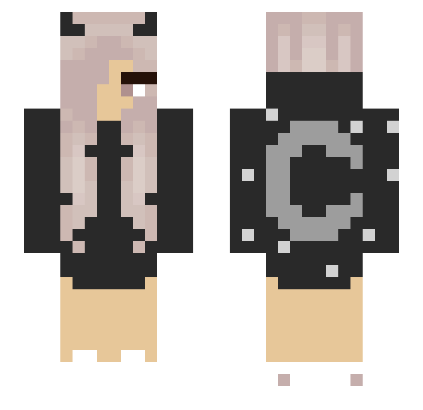 Eveleen Minecraft skin, front and back view