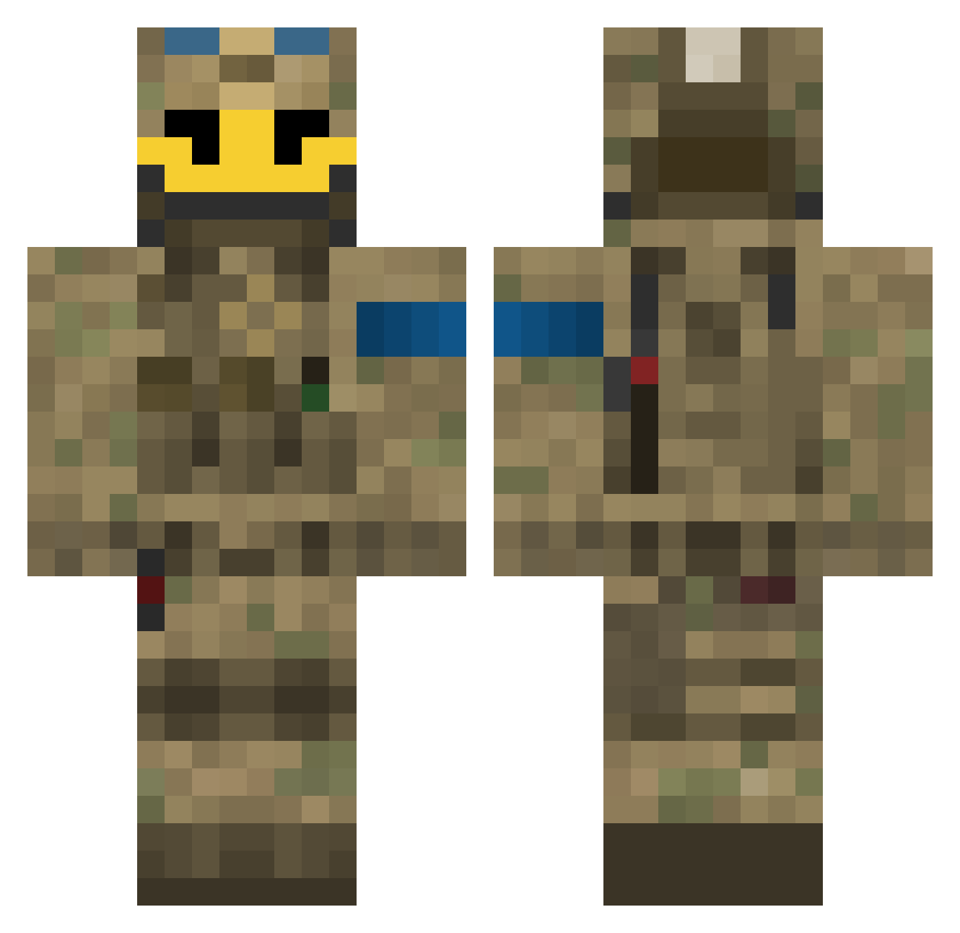 Whaddafrak Minecraft skin, front and back view
