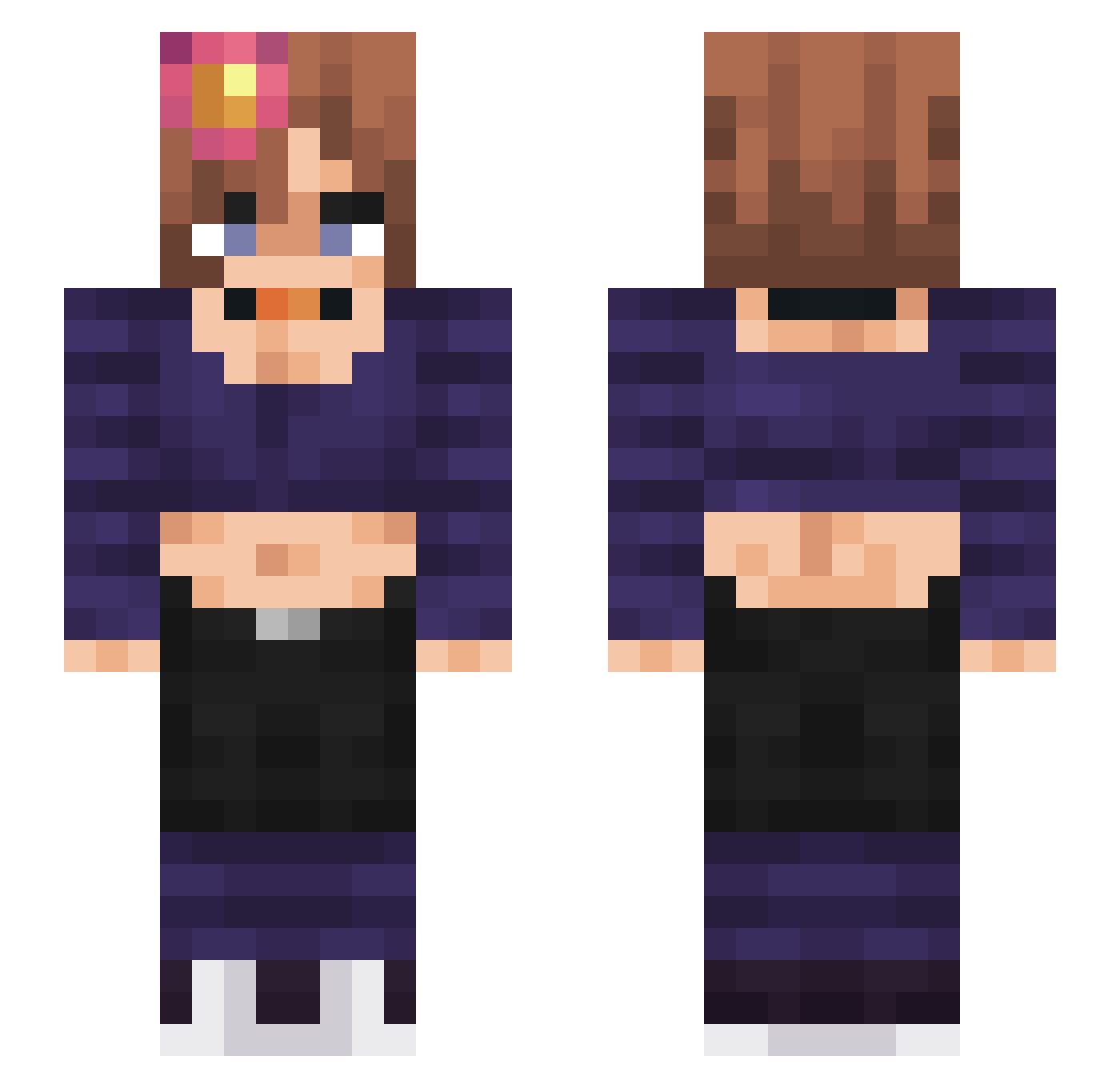 SweetieFox_FAN Minecraft skin, front and back view