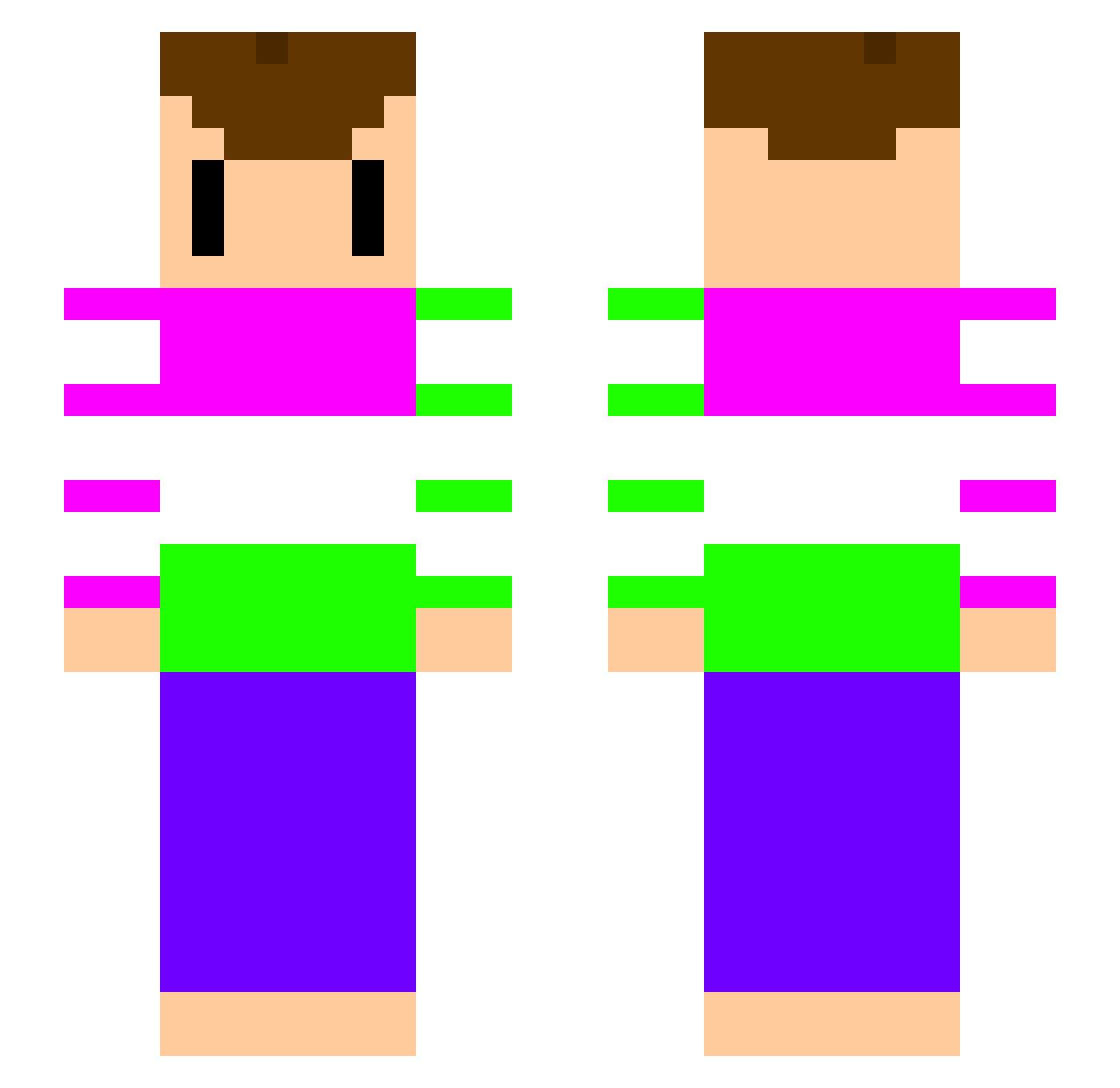 WolkoDoesContent Minecraft skin, front and back view