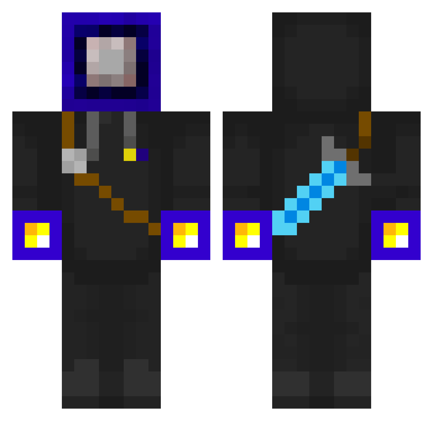 Repeater42 Minecraft skin, front and back view