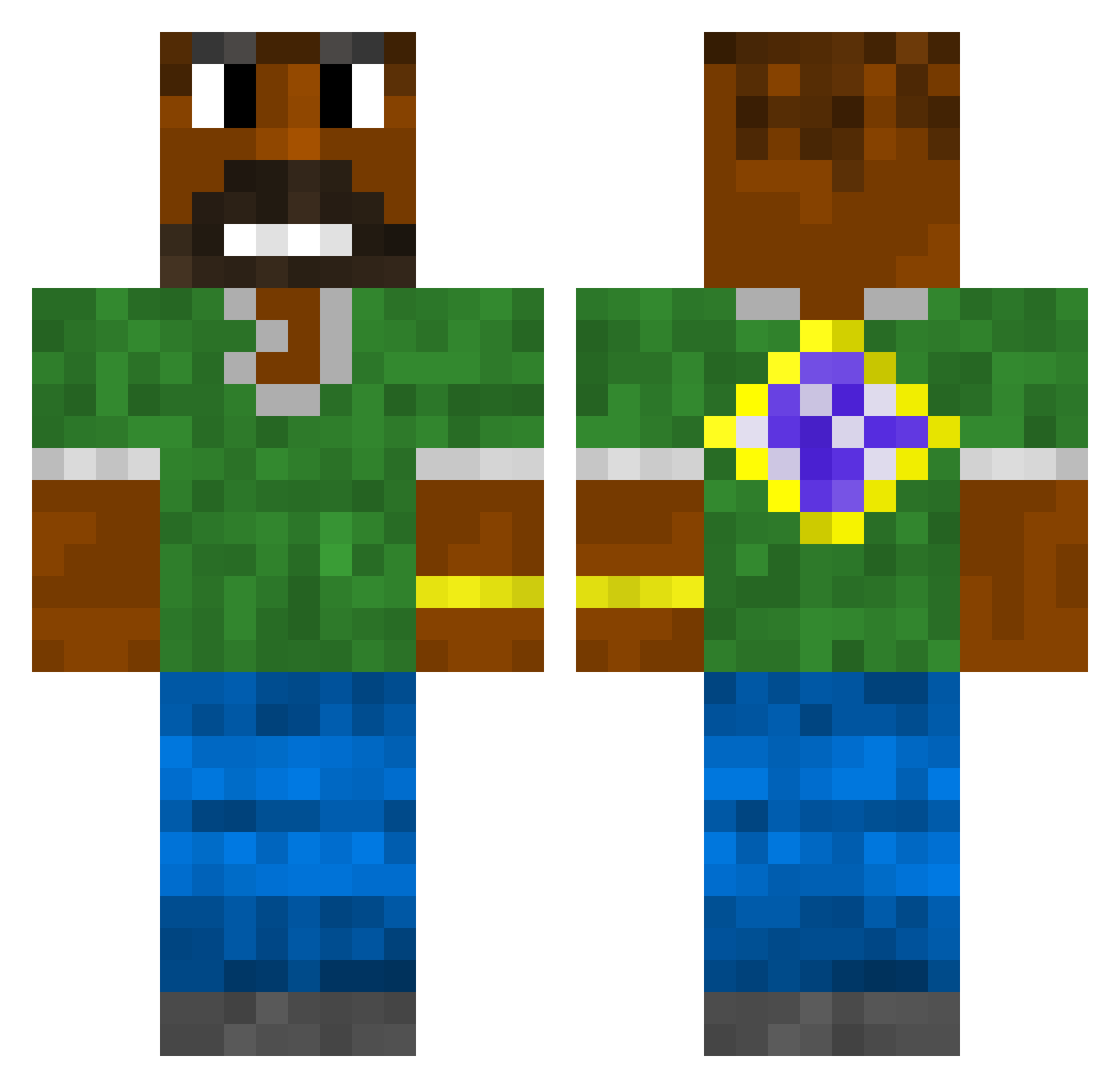 BrosTwos Minecraft skin, front and back view