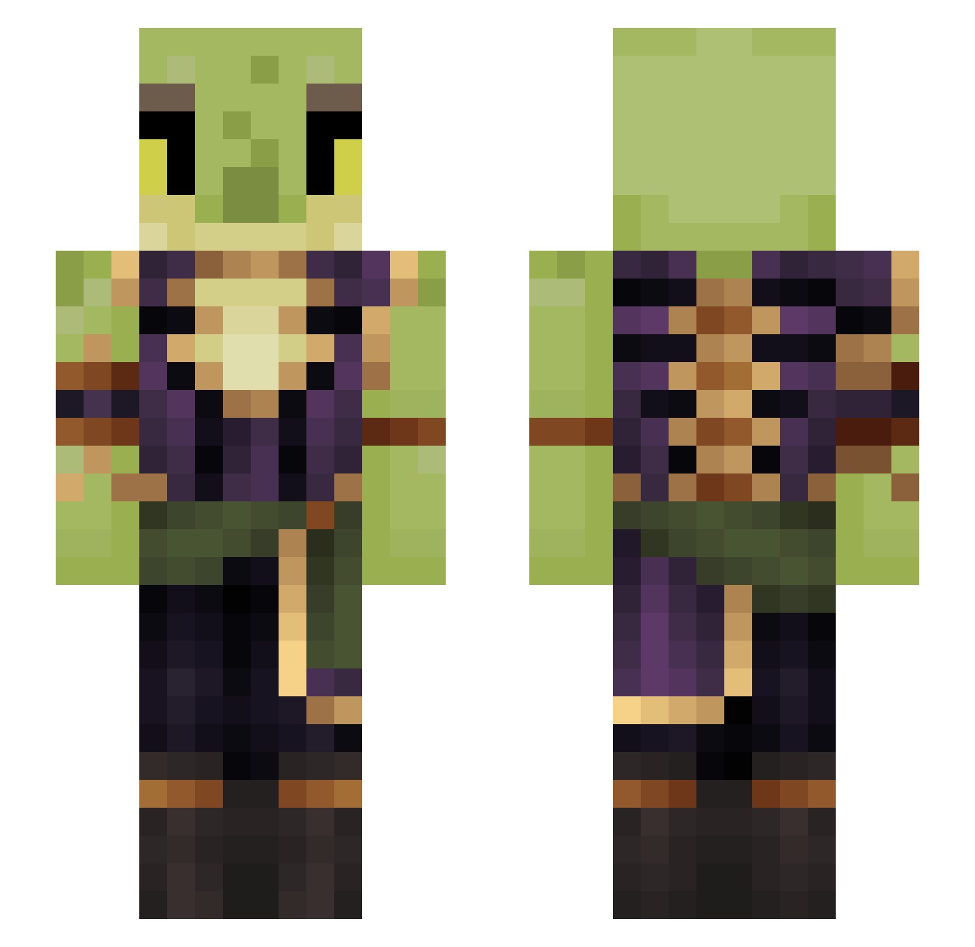 WitheredSkeleton Minecraft skin, front and back view