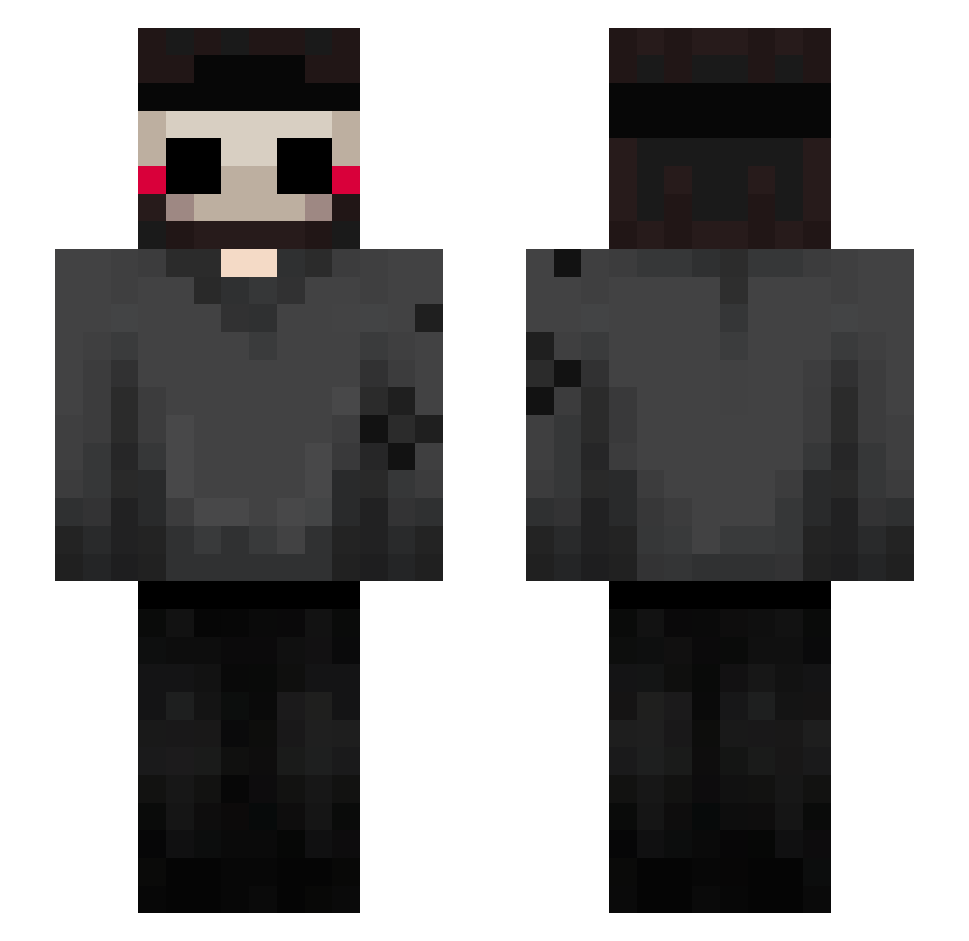 W4rzu Minecraft skin, front and back view