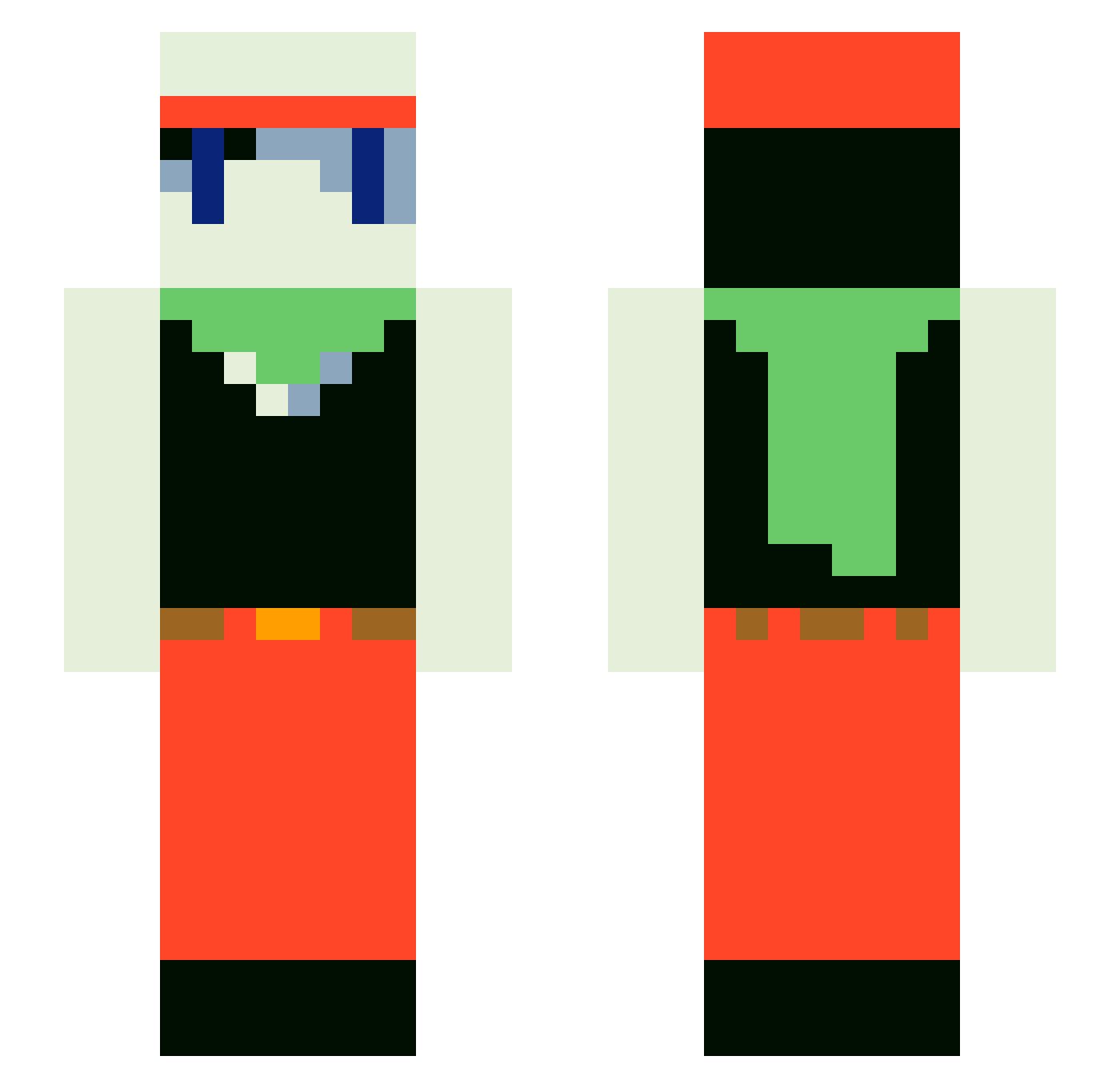 RabJu Minecraft skin, front and back view