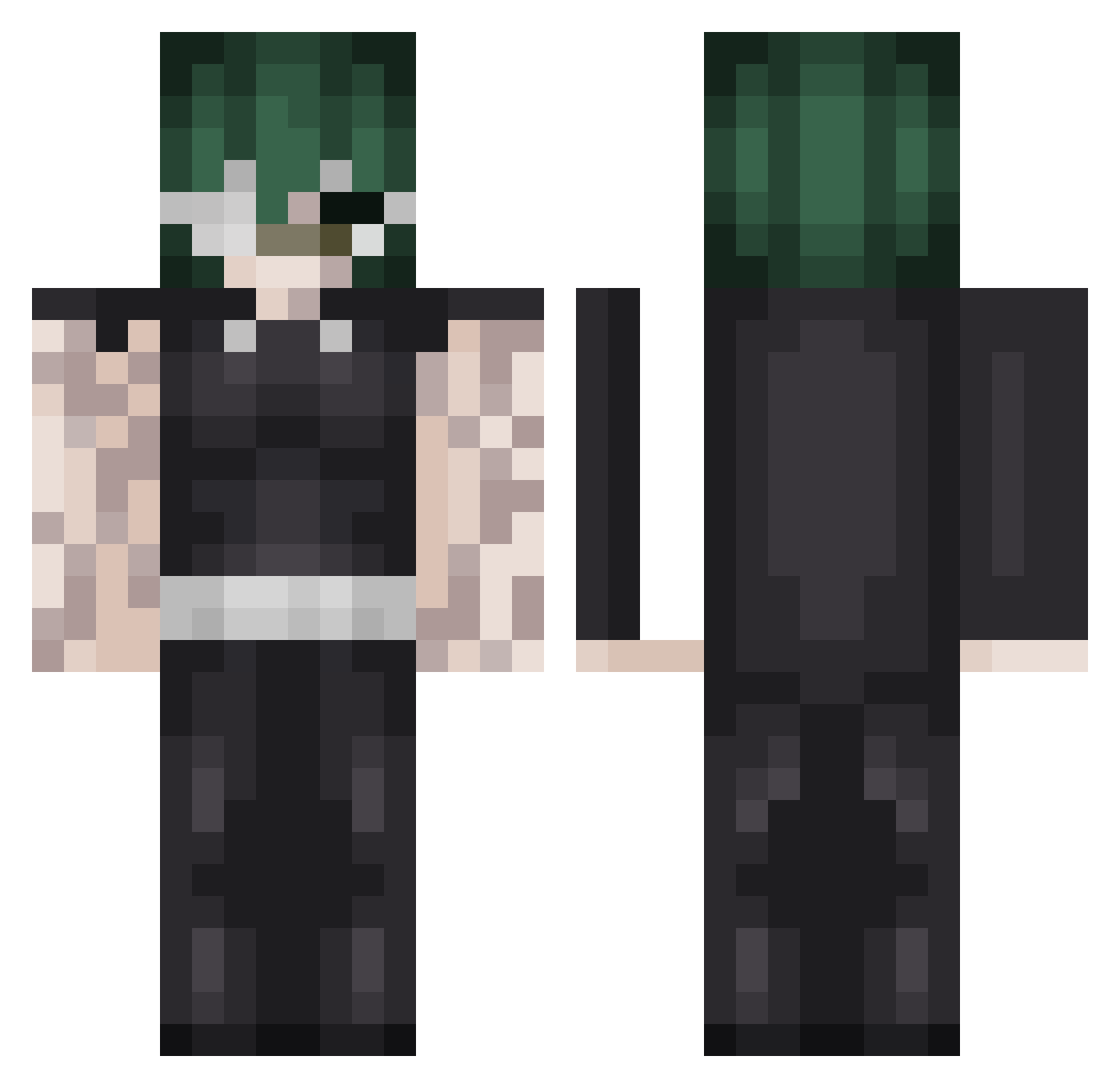 BacciRox Minecraft skin, front and back view
