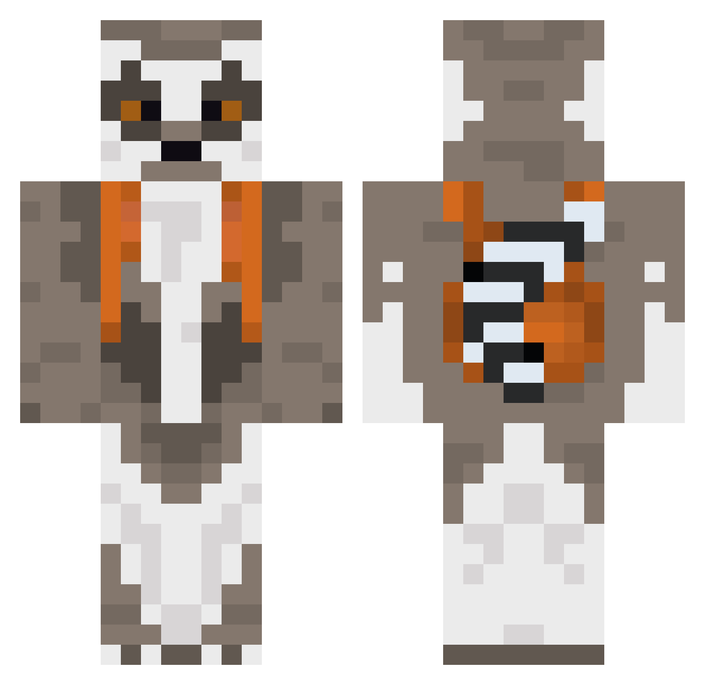 grand3a Minecraft skin, front and back view