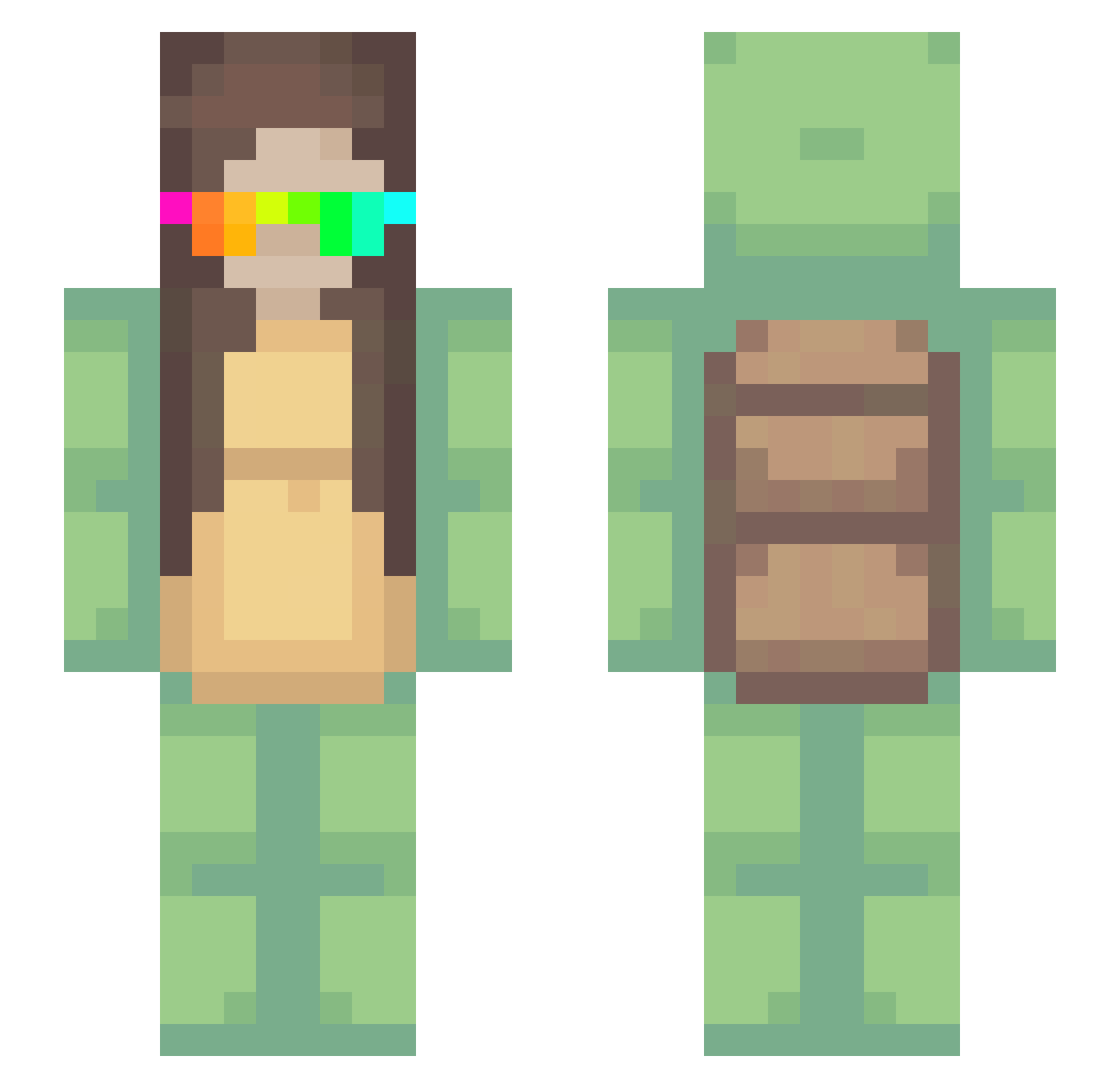Neggles Minecraft skin, front and back view