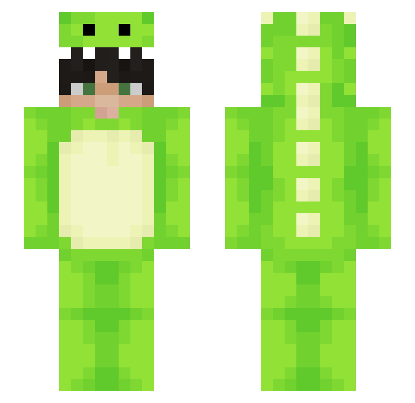 Breadpead Minecraft skin, front and back view