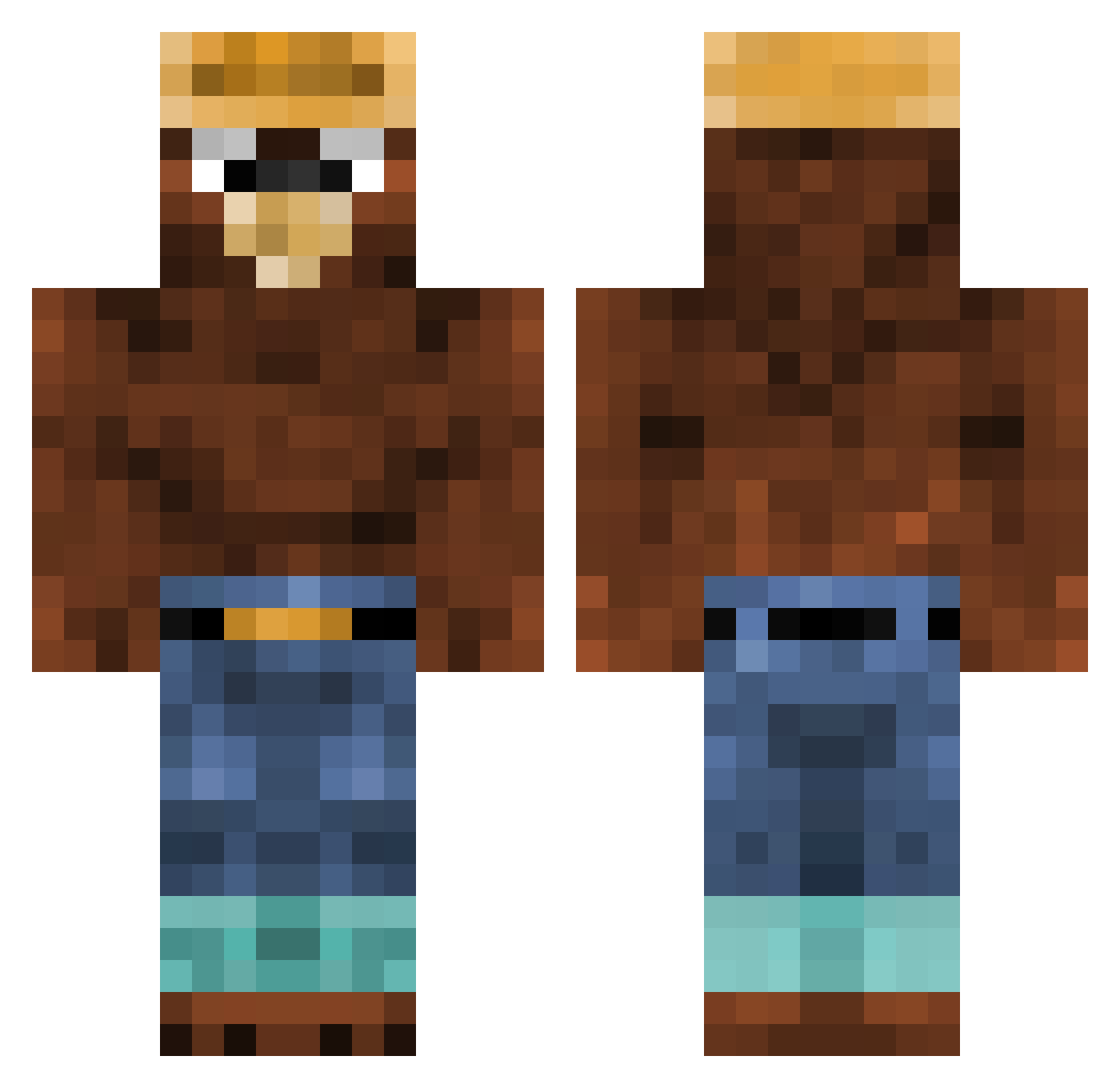 MonkeMind Minecraft skin, front and back view