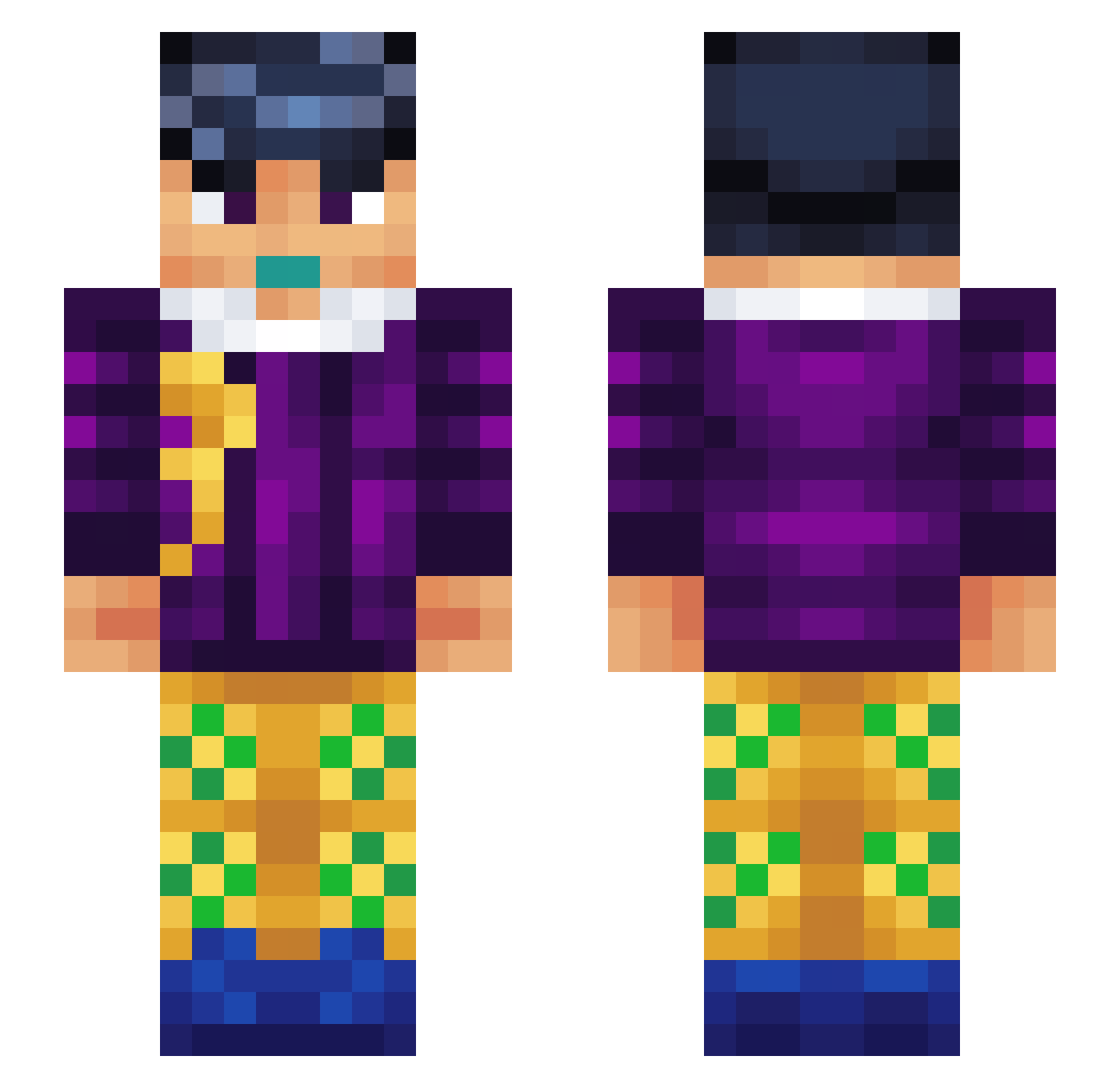 LargeKai Minecraft skin, front and back view