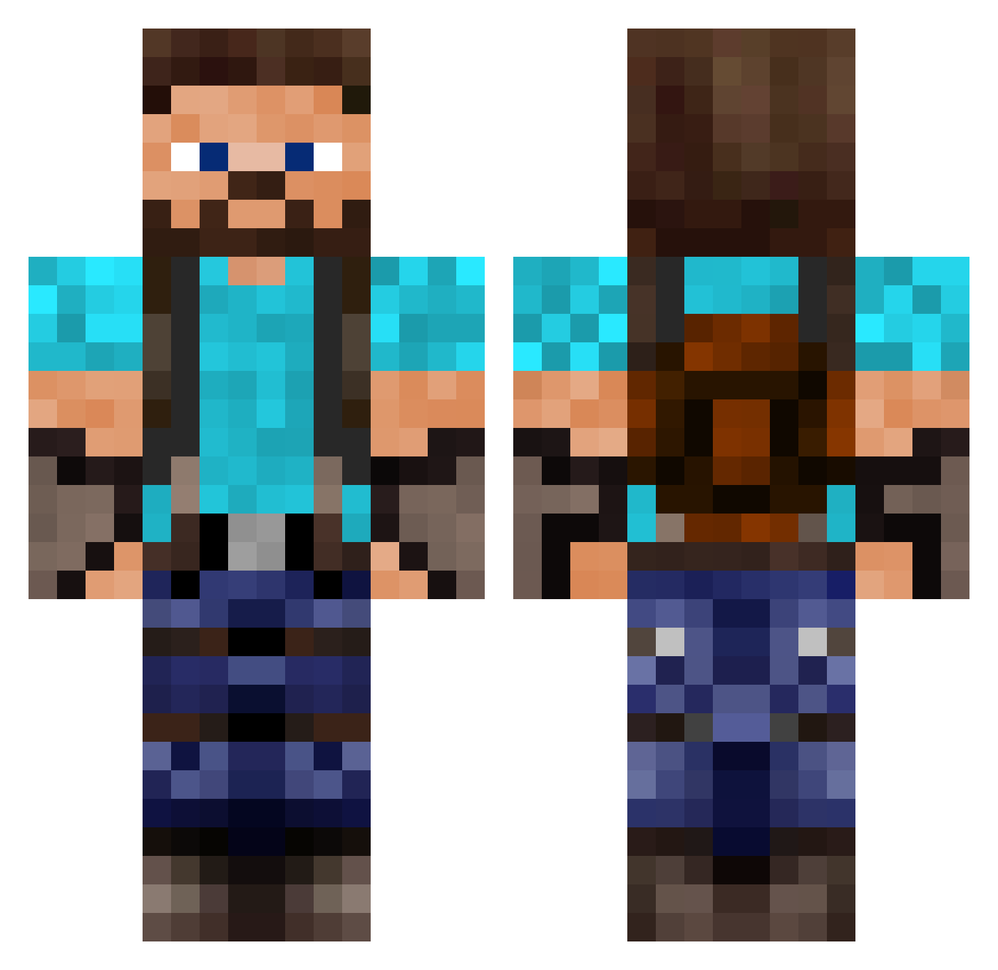 Vhiskk Minecraft skin, front and back view