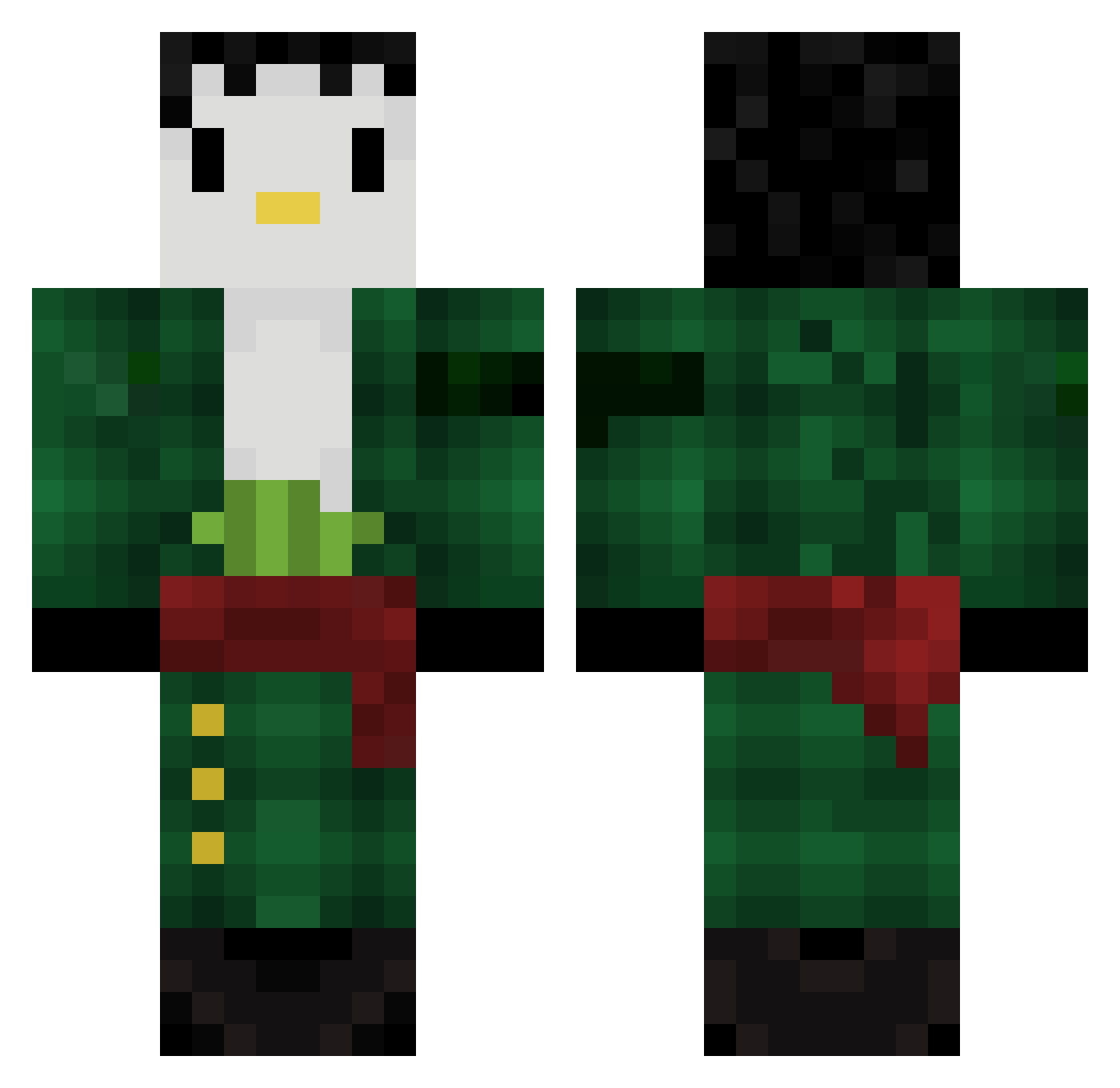 Berengena Minecraft skin, front and back view