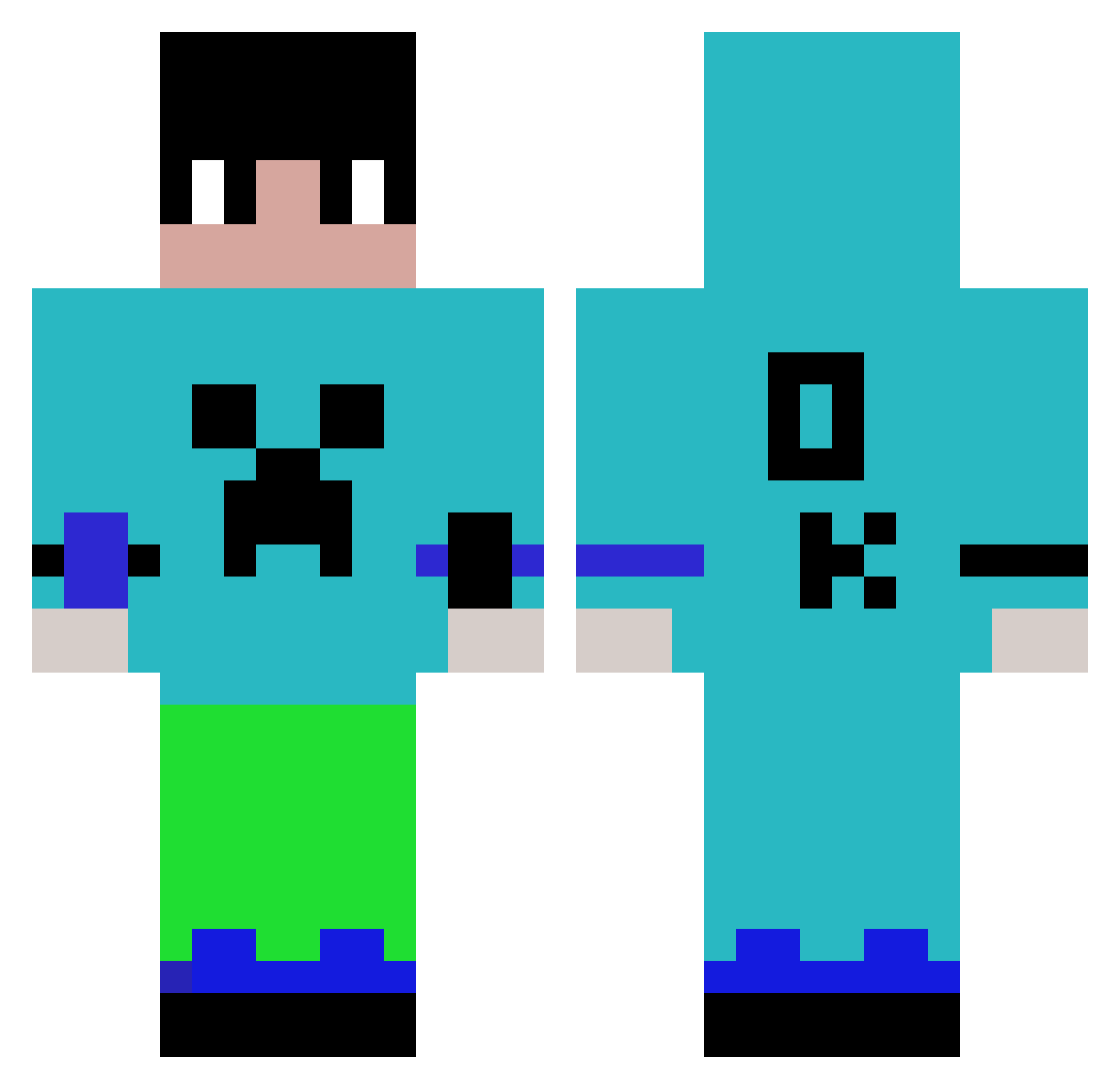 yibila Minecraft skin, front and back view