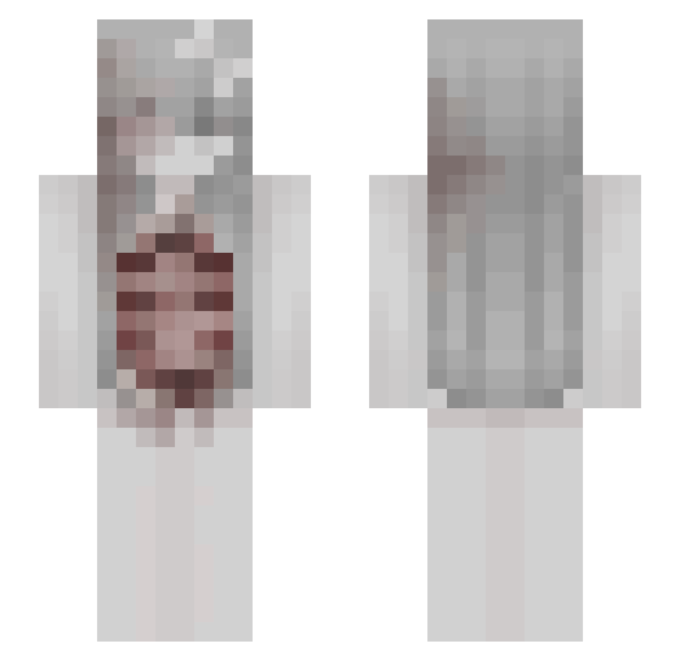 HeyDain Minecraft skin, front and back view