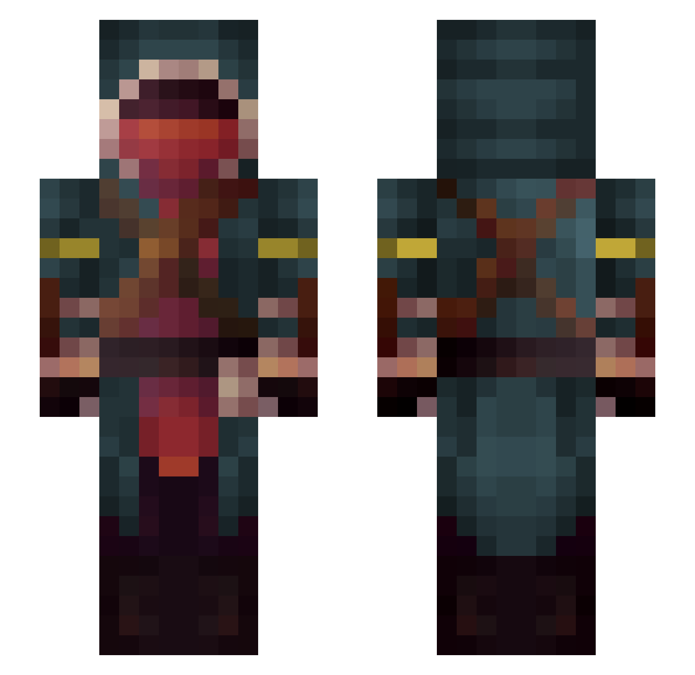 wizlag Minecraft skin, front and back view