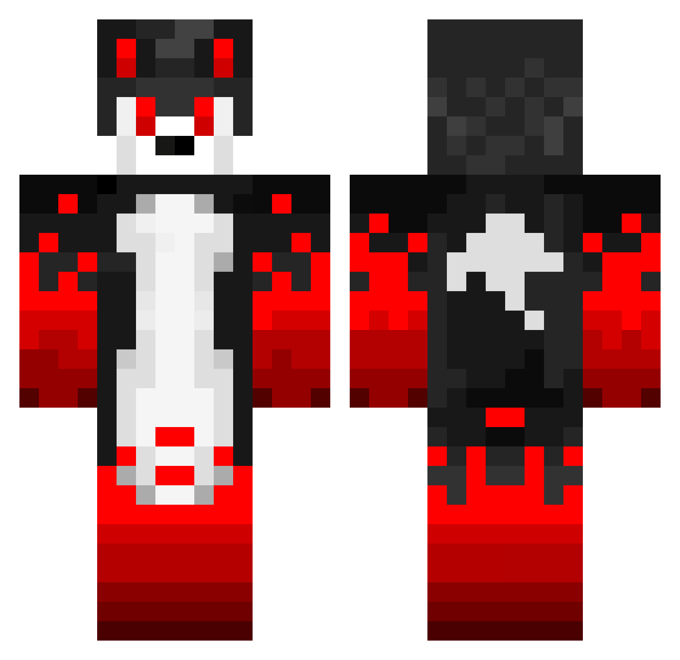 BloodyWolfi Minecraft skin, front and back view