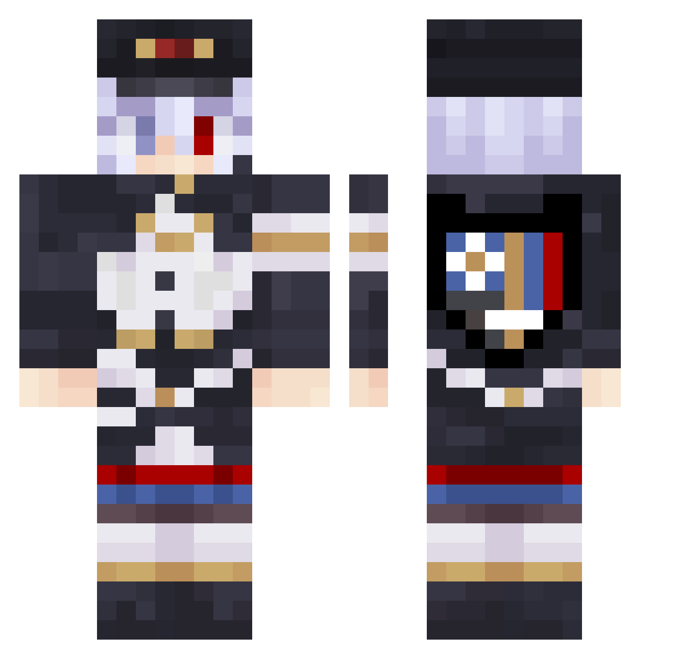 Krikzter Minecraft skin, front and back view