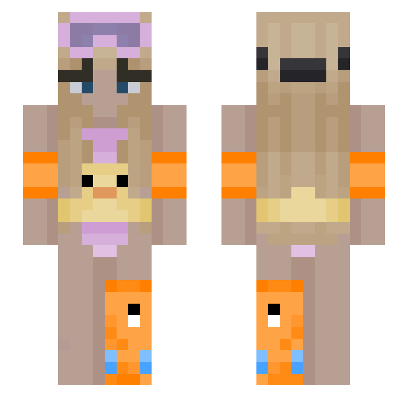 lalaso Minecraft skin, front and back view