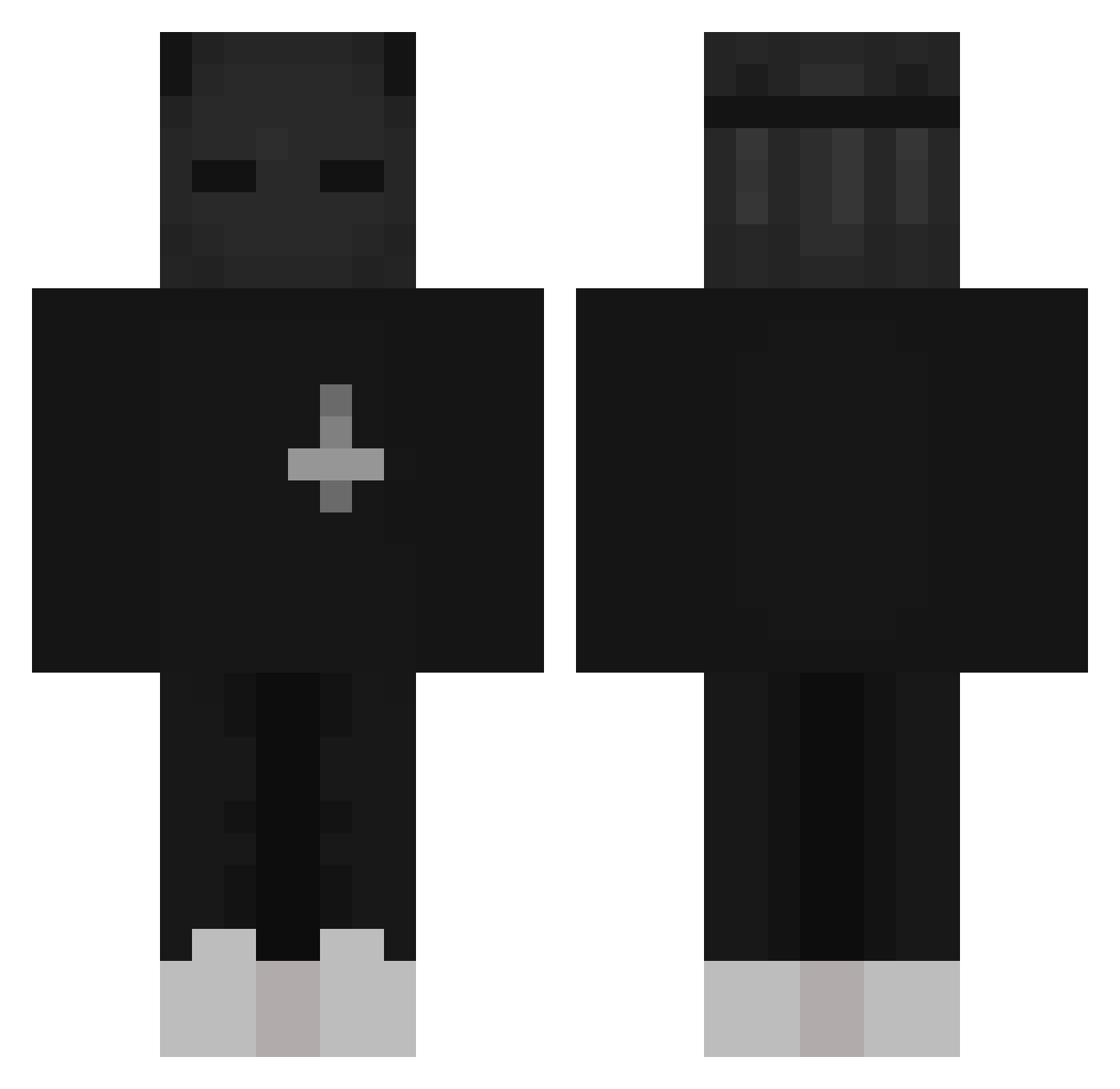 notjow Minecraft skin, front and back view