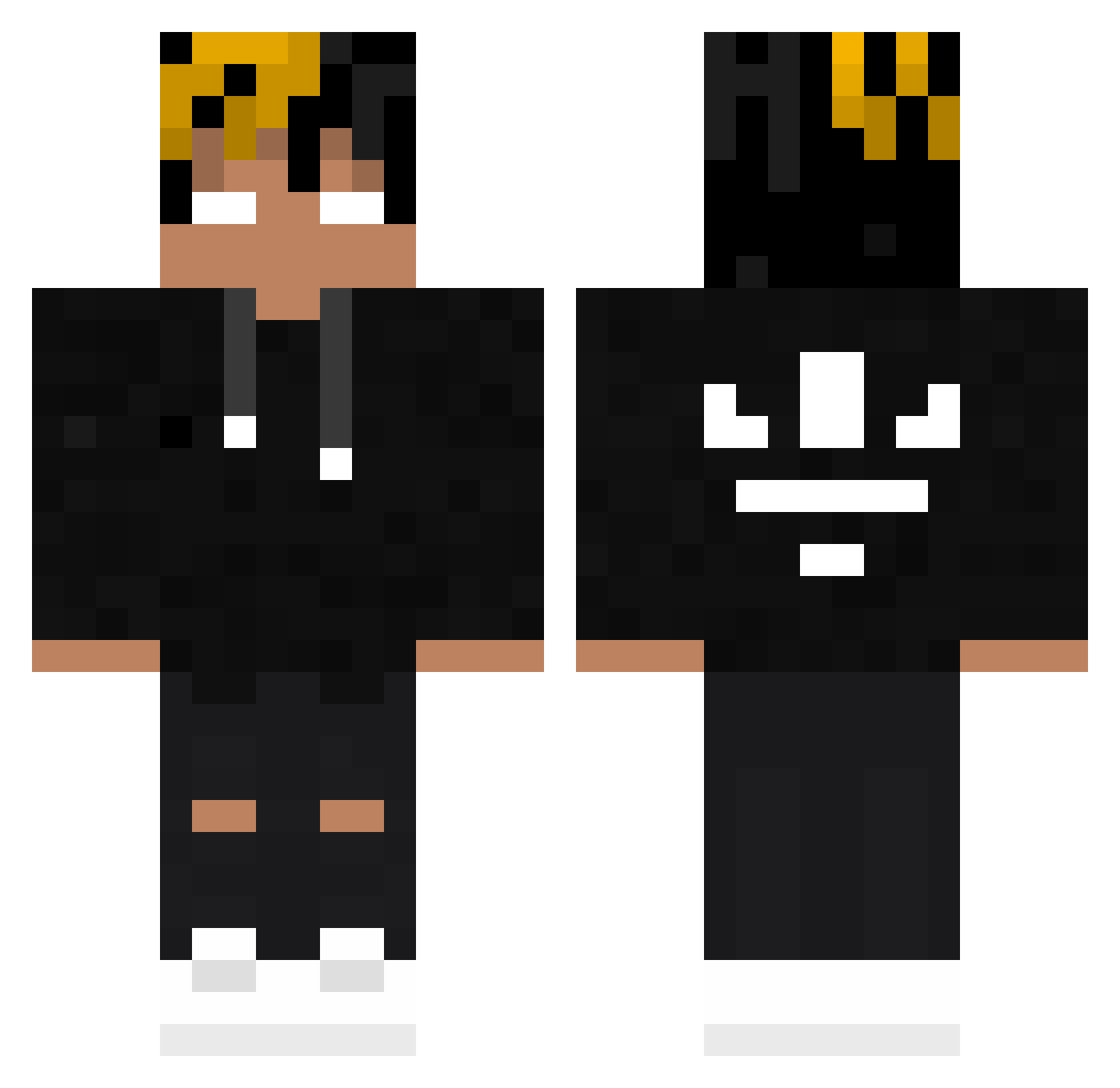 Cam110100 Minecraft skin, front and back view