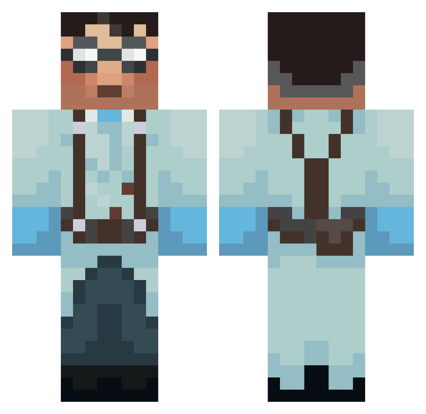 sulferphix Minecraft skin, front and back view