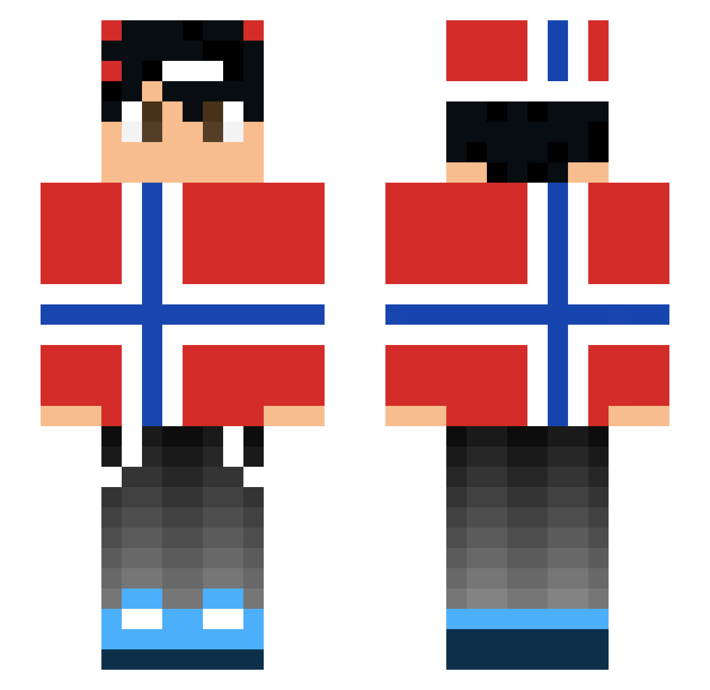 0ddit Minecraft skin, front and back view