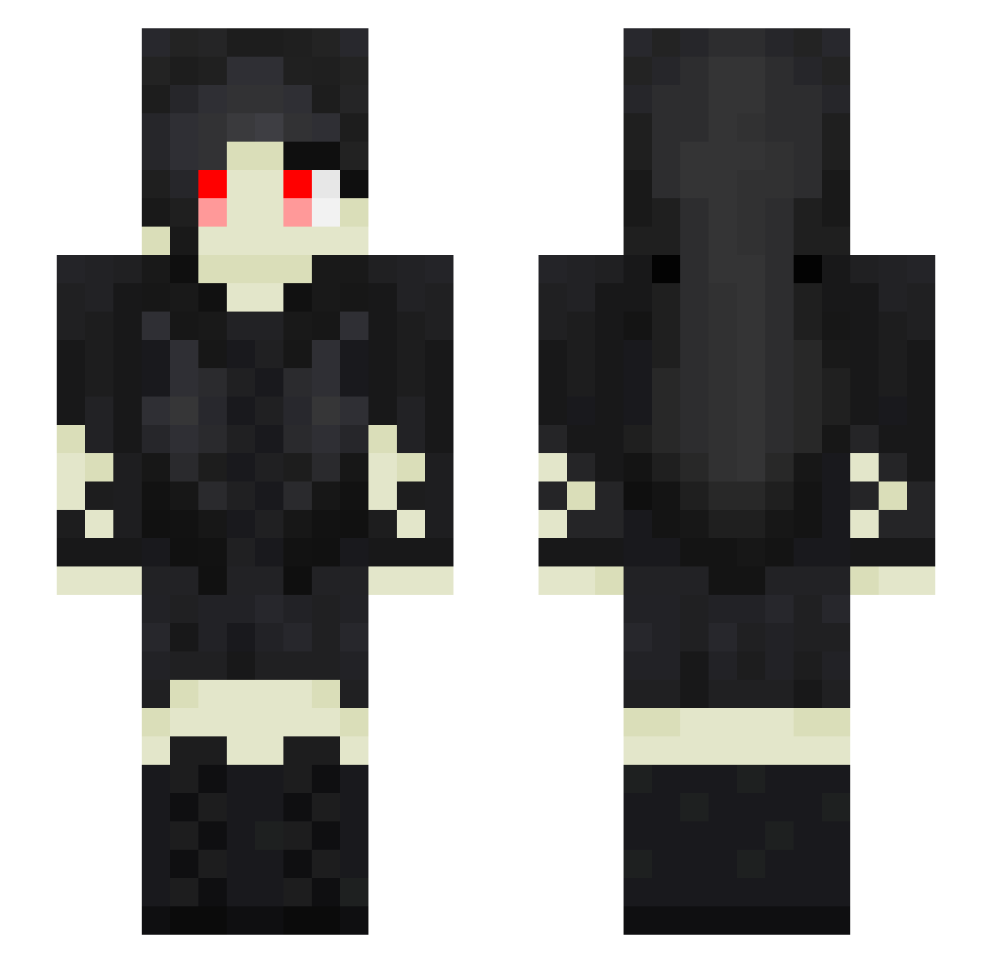 Evelyn Minecraft skin, front and back view