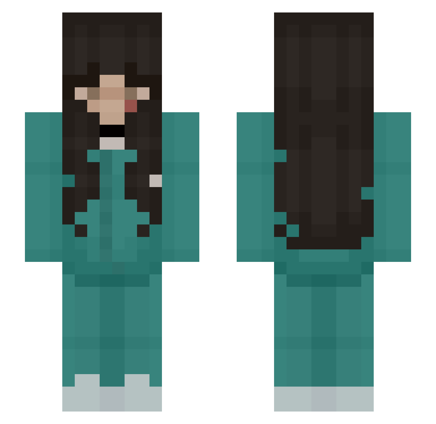 Adblocked Minecraft skin, front and back view