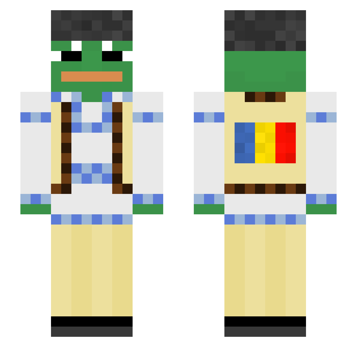 Yuhristeru Minecraft skin, front and back view
